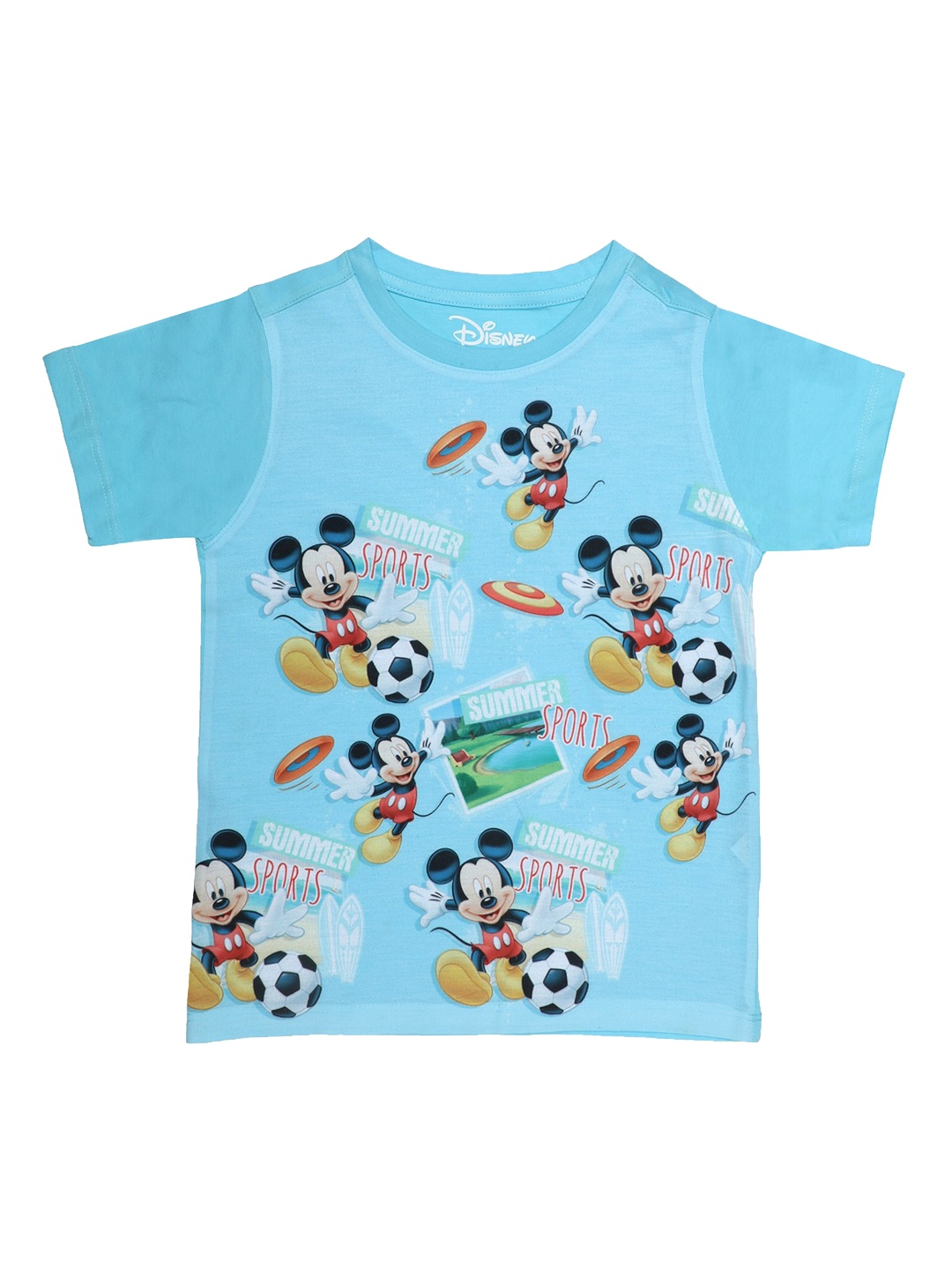 

Disney by Wear Your Mind Boys Blue Mickey Mouse Printed Round Neck T-shirt