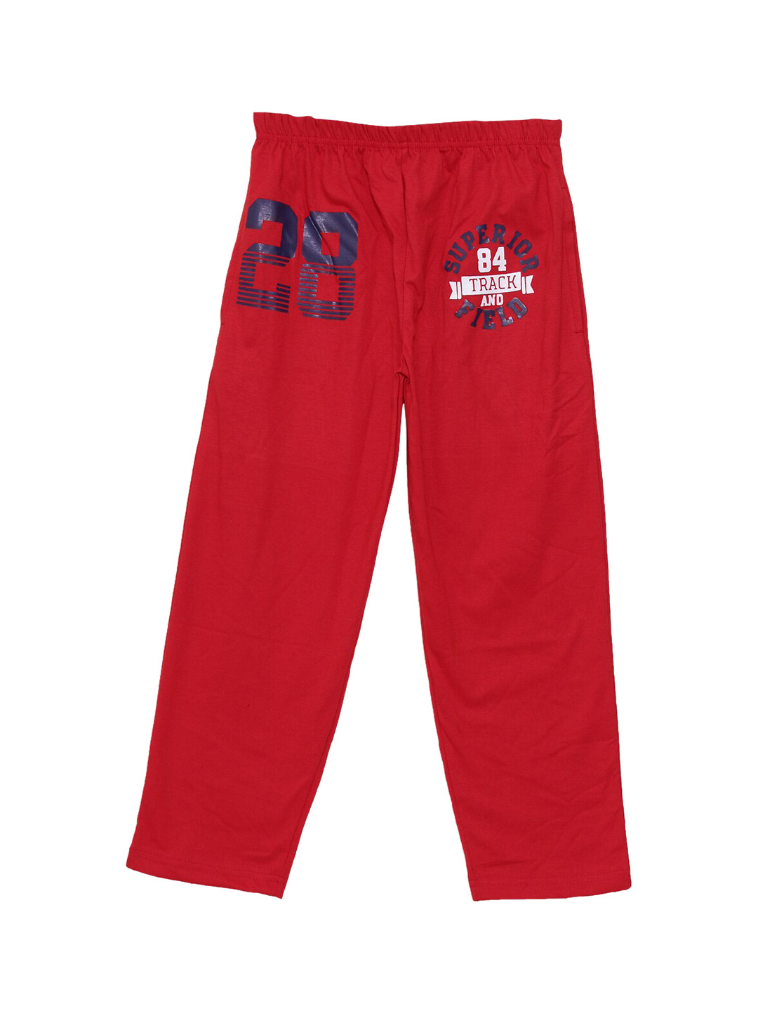 

SWEET ANGEL Boys Red & Navy Blue Solid Straight-Fit Track Pants