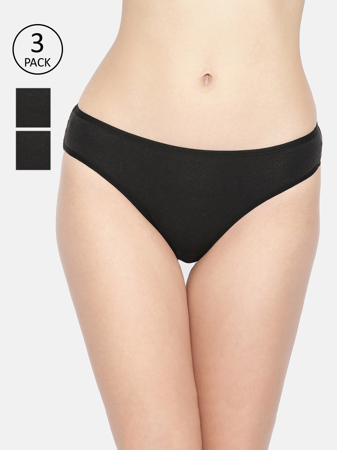 

Inner Sense Women Pack Of 3 Black Solid Antimicrobial Sustainable Bikini Briefs IMPC004_3