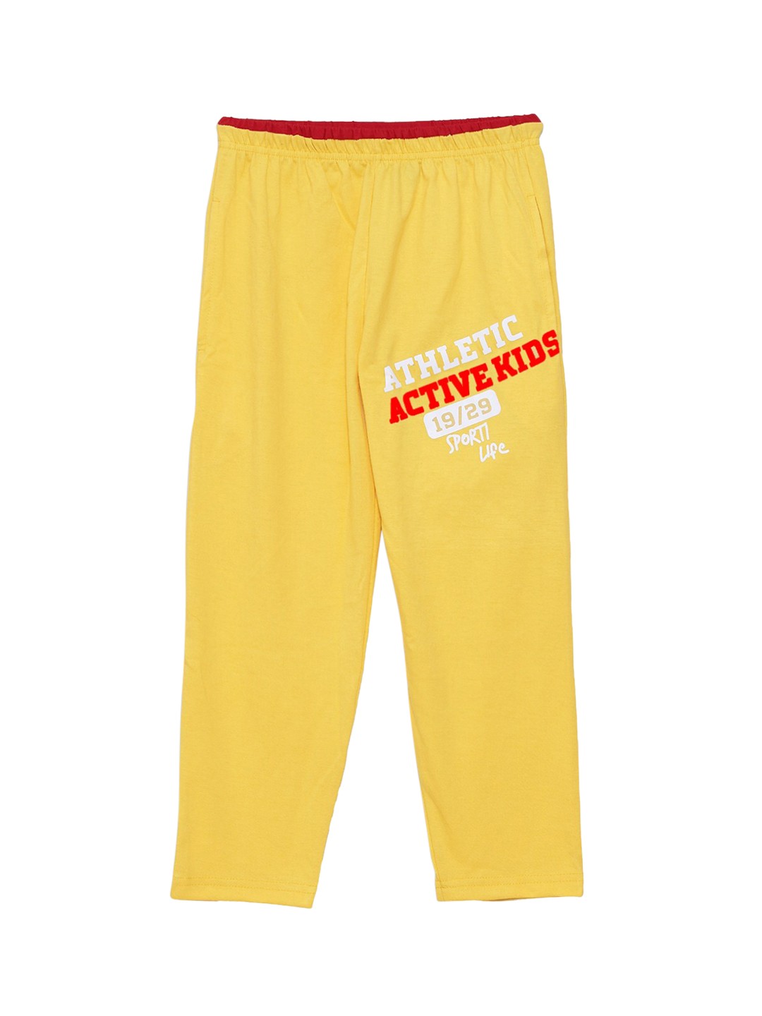 

SWEET ANGEL Boys Yellow & White Solid Straight-Fit Track Pants