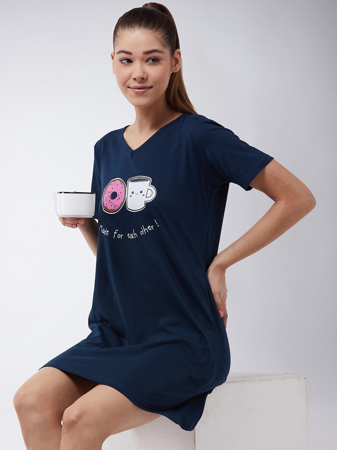 

Miss Chase Blue Printed Nightdress