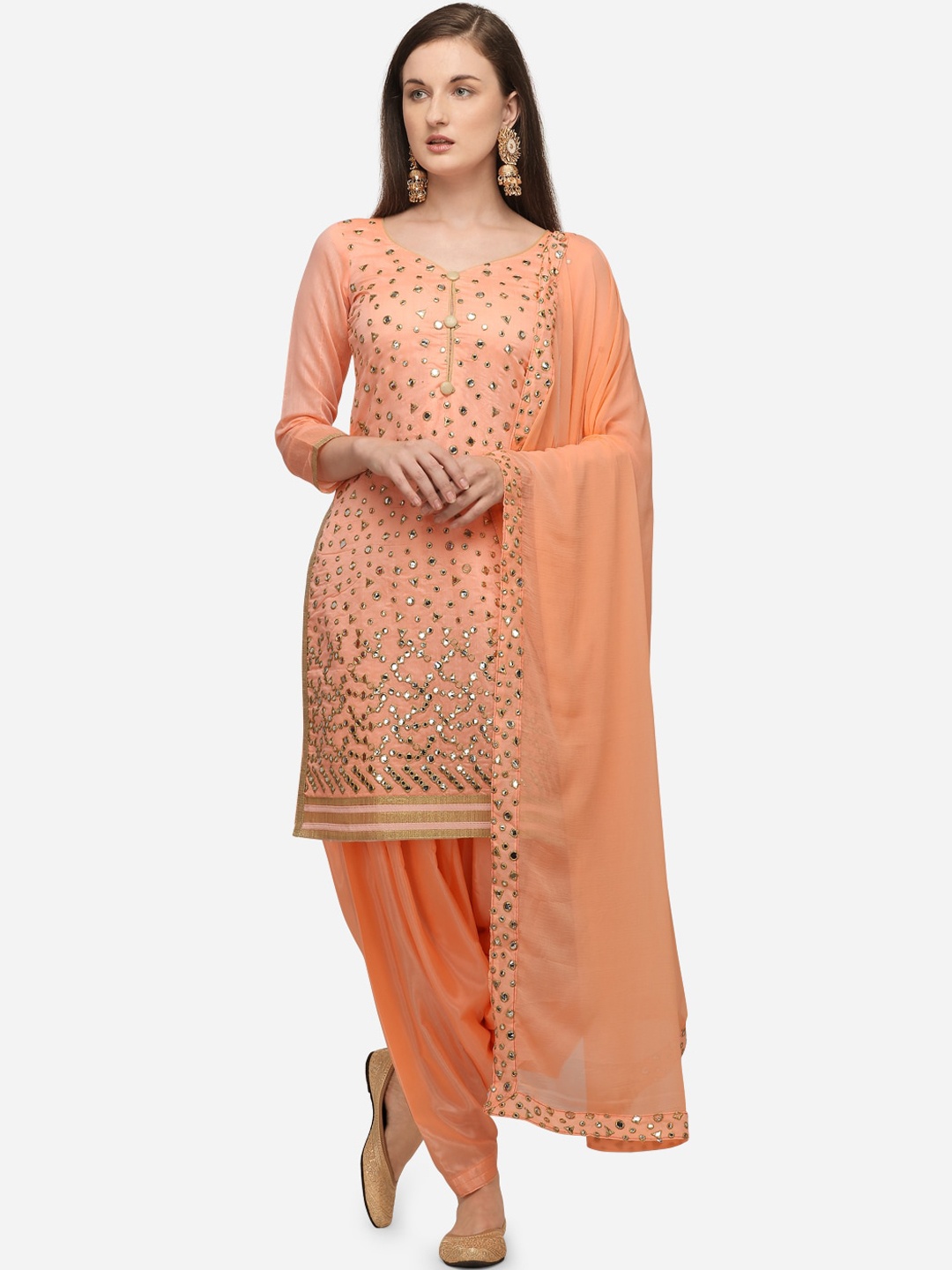 

Ethnic Junction Peach-Coloured Silk Blend Unstitched Dress Material