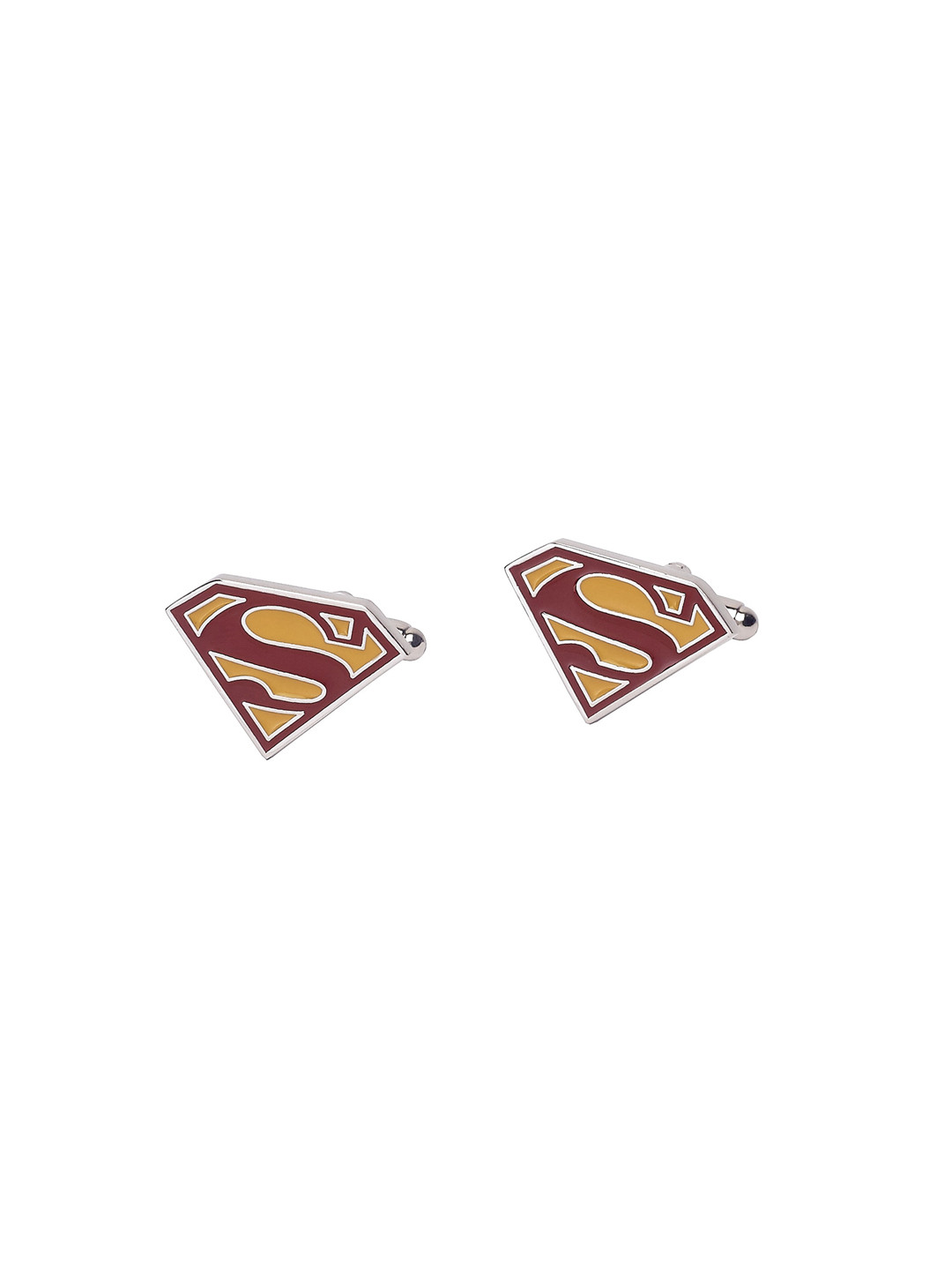 

The Tie Hub Silver-Toned & Maroon Quirky Cufflinks