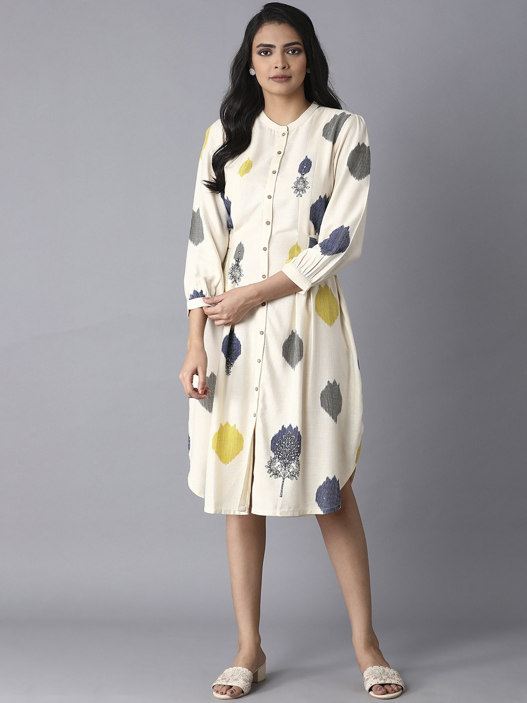 

W Women Beige Printed Shirt Dress