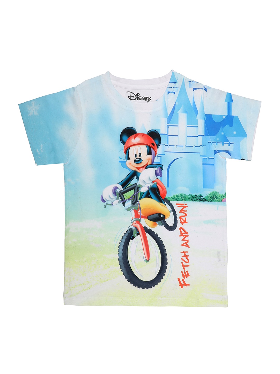 

Disney by Wear Your Mind Boys White Mickey Mouse Printed Round Neck T-shirt