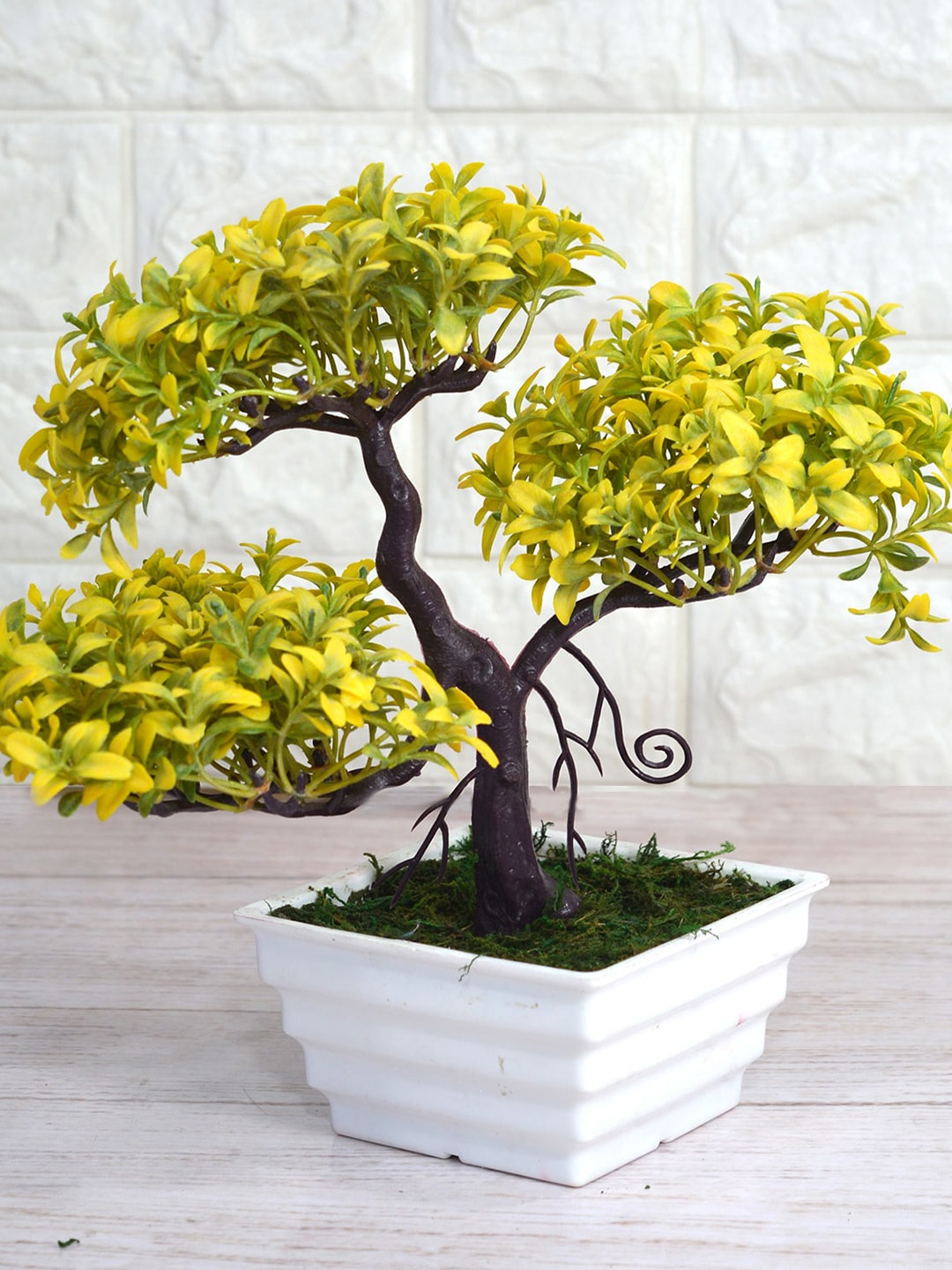 

fancy mart Yellow & Green Artificial Bonsai Tree