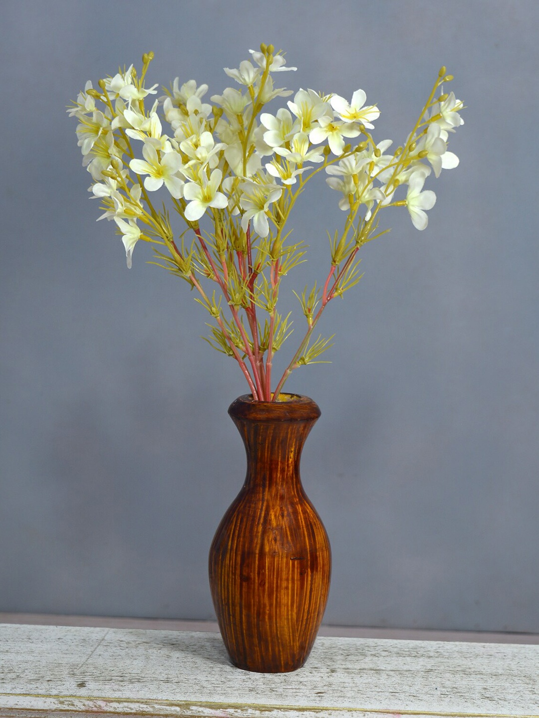 

fancy mart White & Green Artificial Vas Flowers Bunch