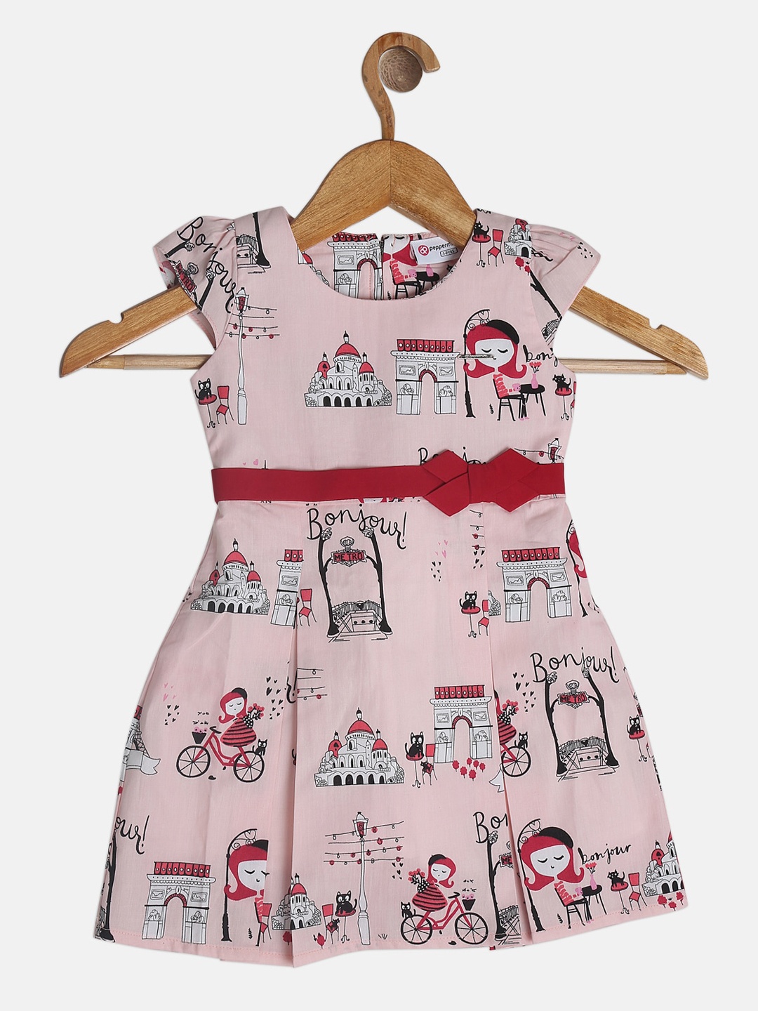 

Peppermint Girls Pink Printed Fit and Flare Dress