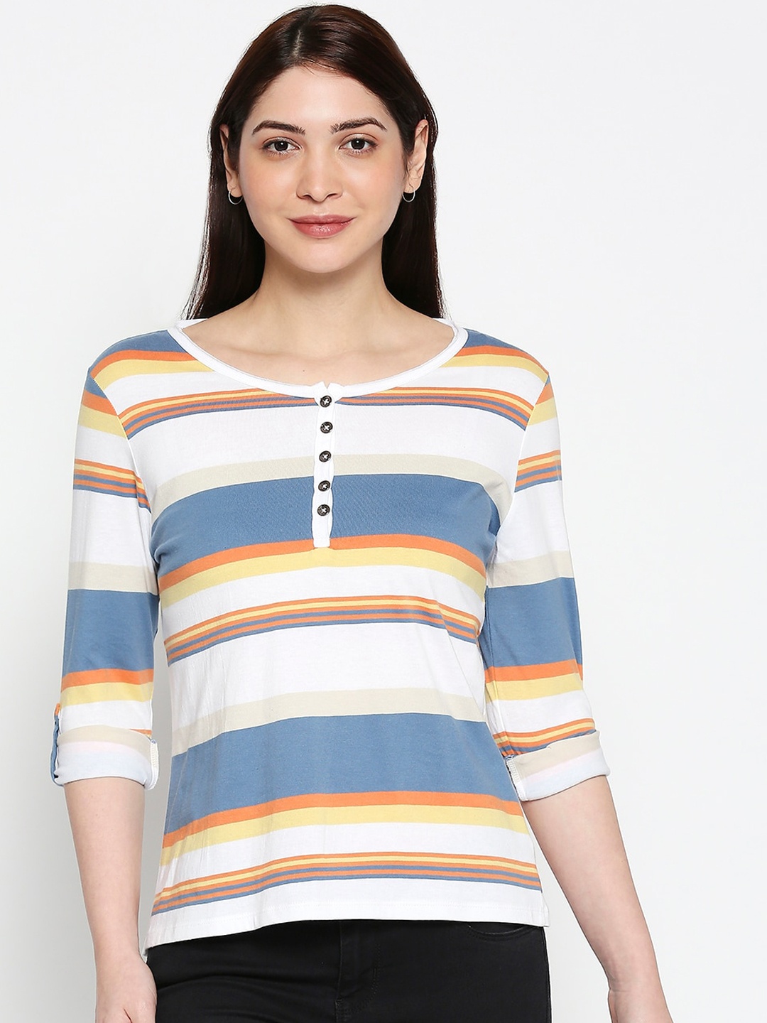

People Blue Striped Pure Cotton Top