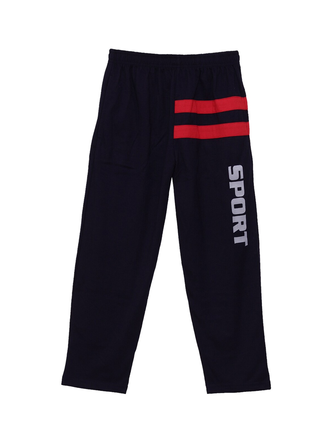 SWEET ANGEL Boys Navy Blue Solid Straight-Fit Track Pants