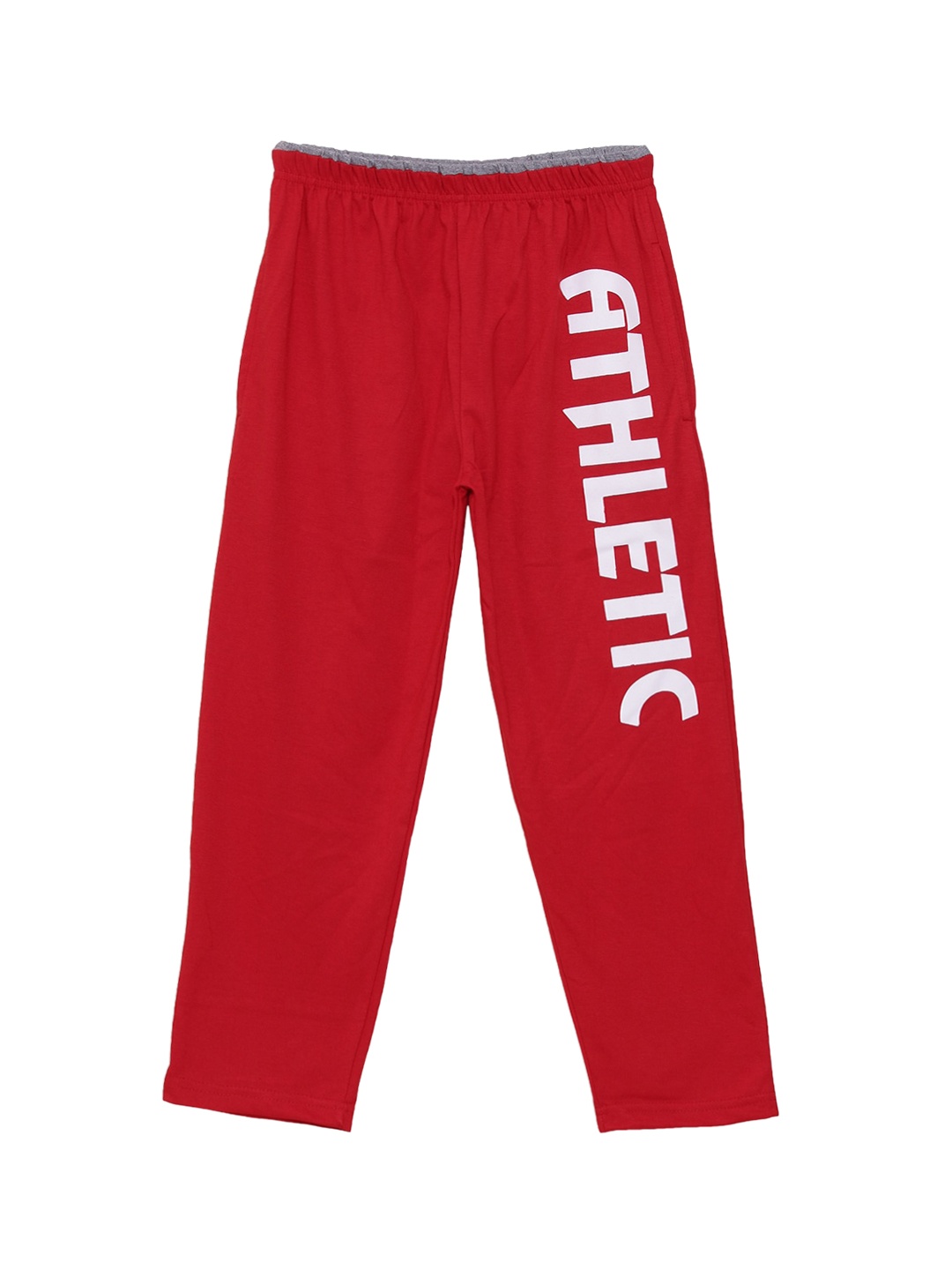 

SWEET ANGEL Boys Red & White Solid Straight-Fit Track Pants