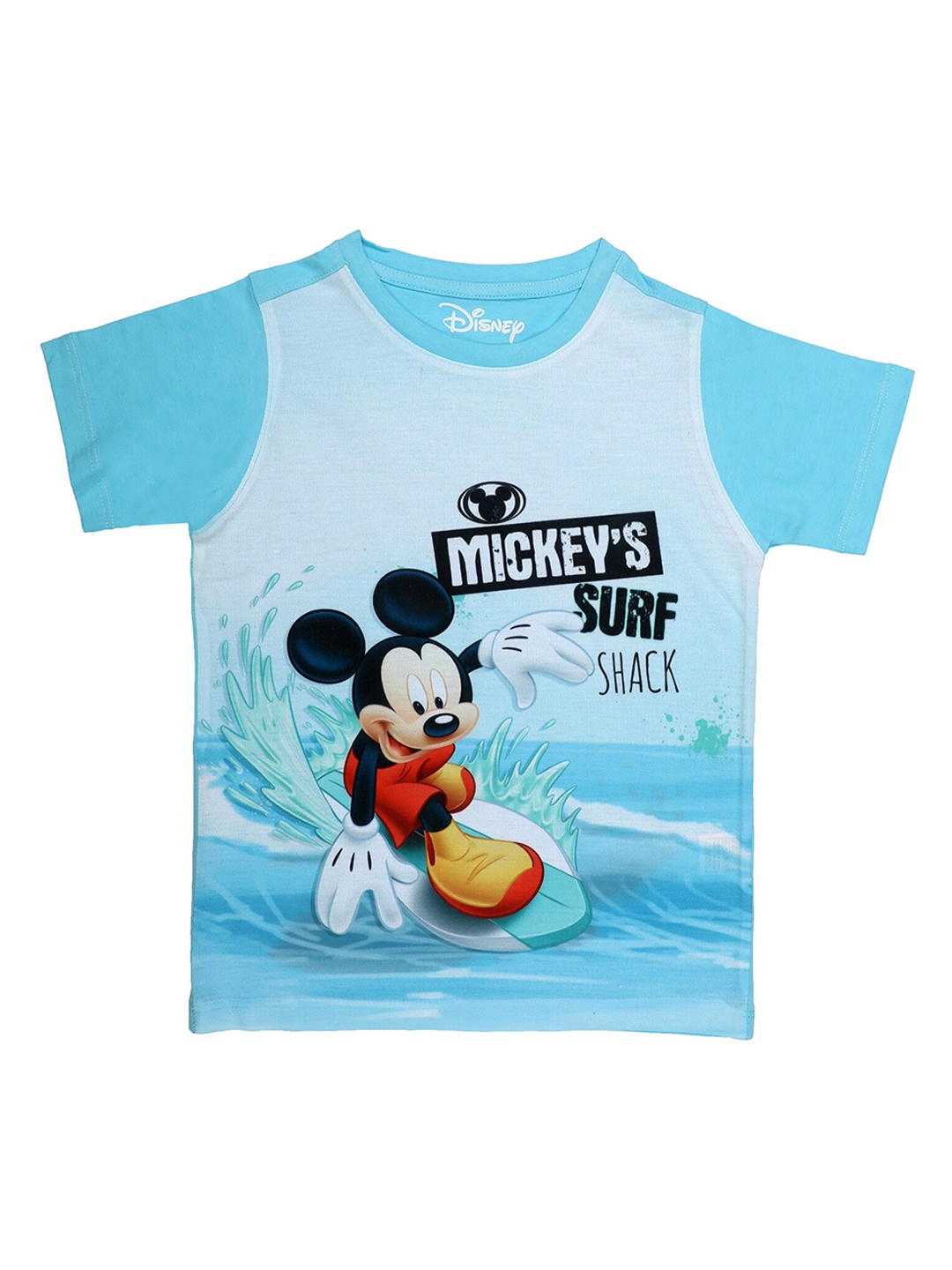 Disney by Wear Your Mind Boys Blue Mickey Mouse Printed Round Neck T-shirt