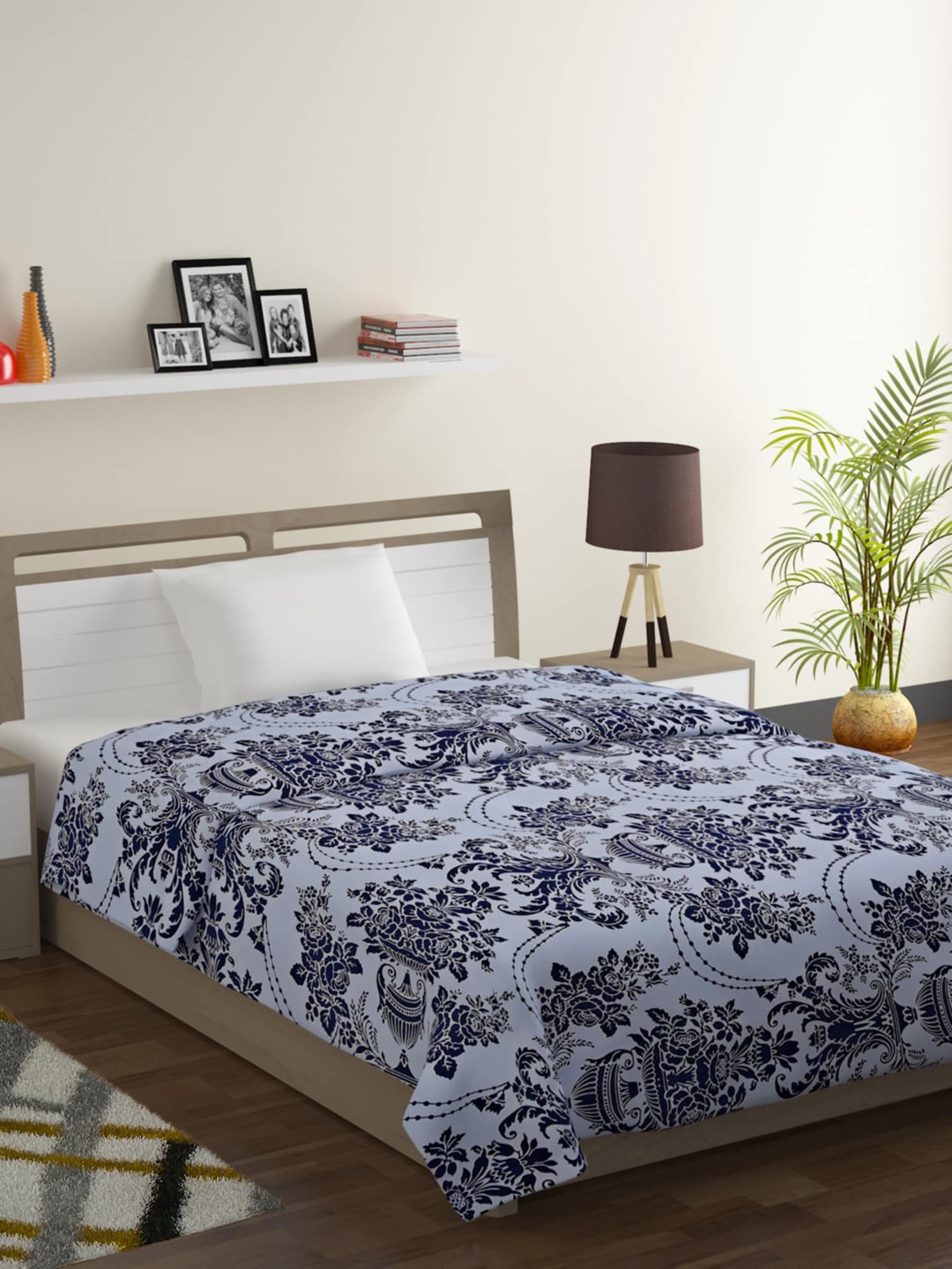 

SWAYAM Blue Ethnic Motifs Mild Winter 150 GSM Single Bed Comforter