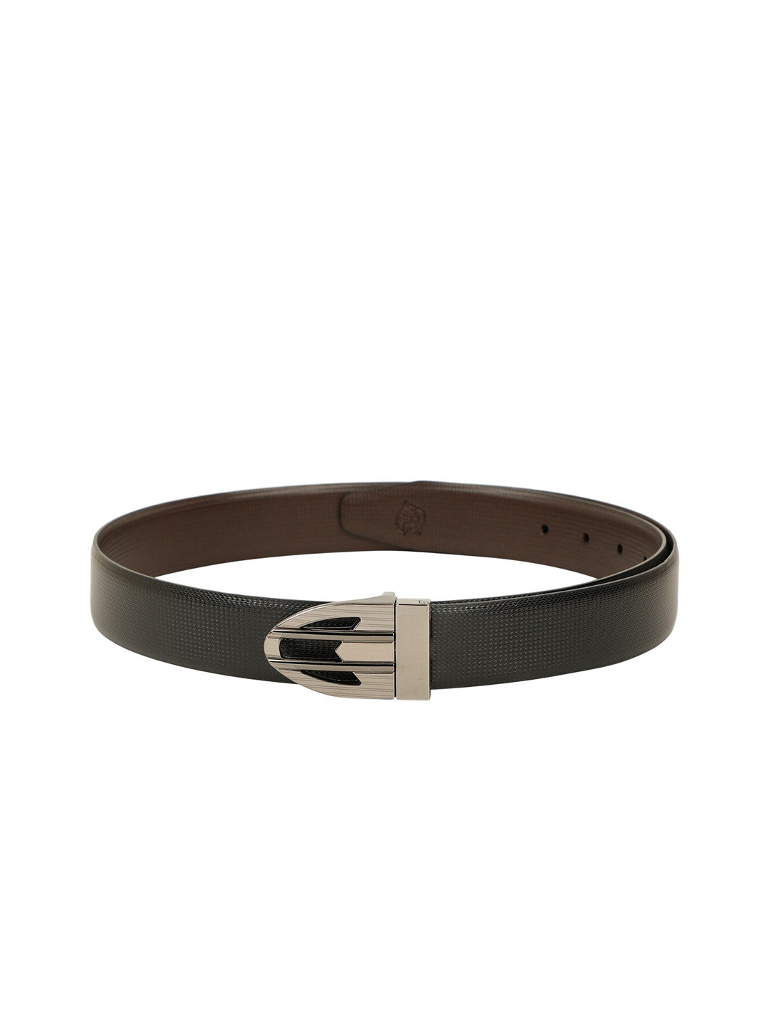 

ZEVORA Men Black & Brown Textured Reversible Belt