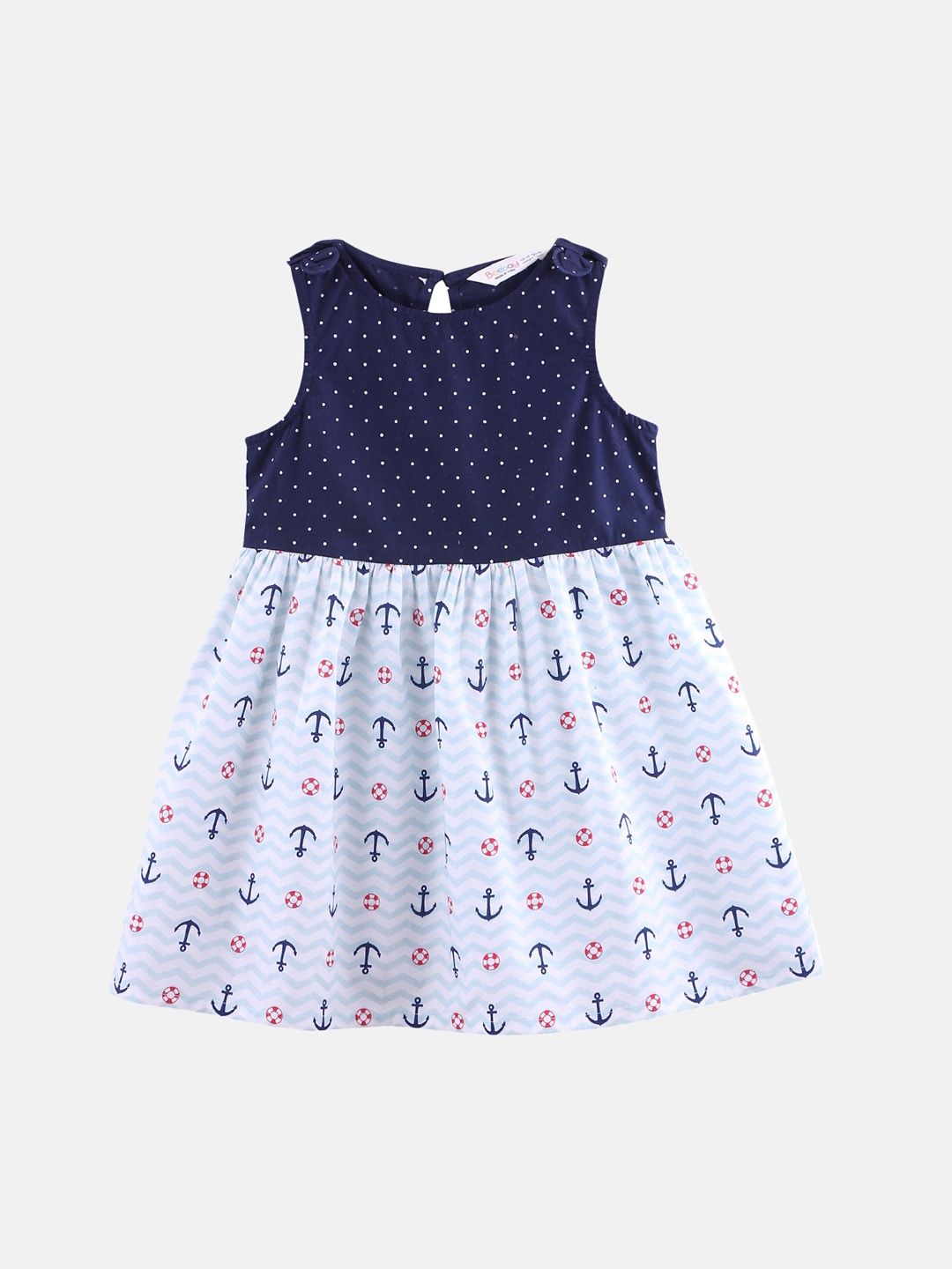 

Beebay Infant Girls Blue & White Anchor Printed Fit and Flare Dress