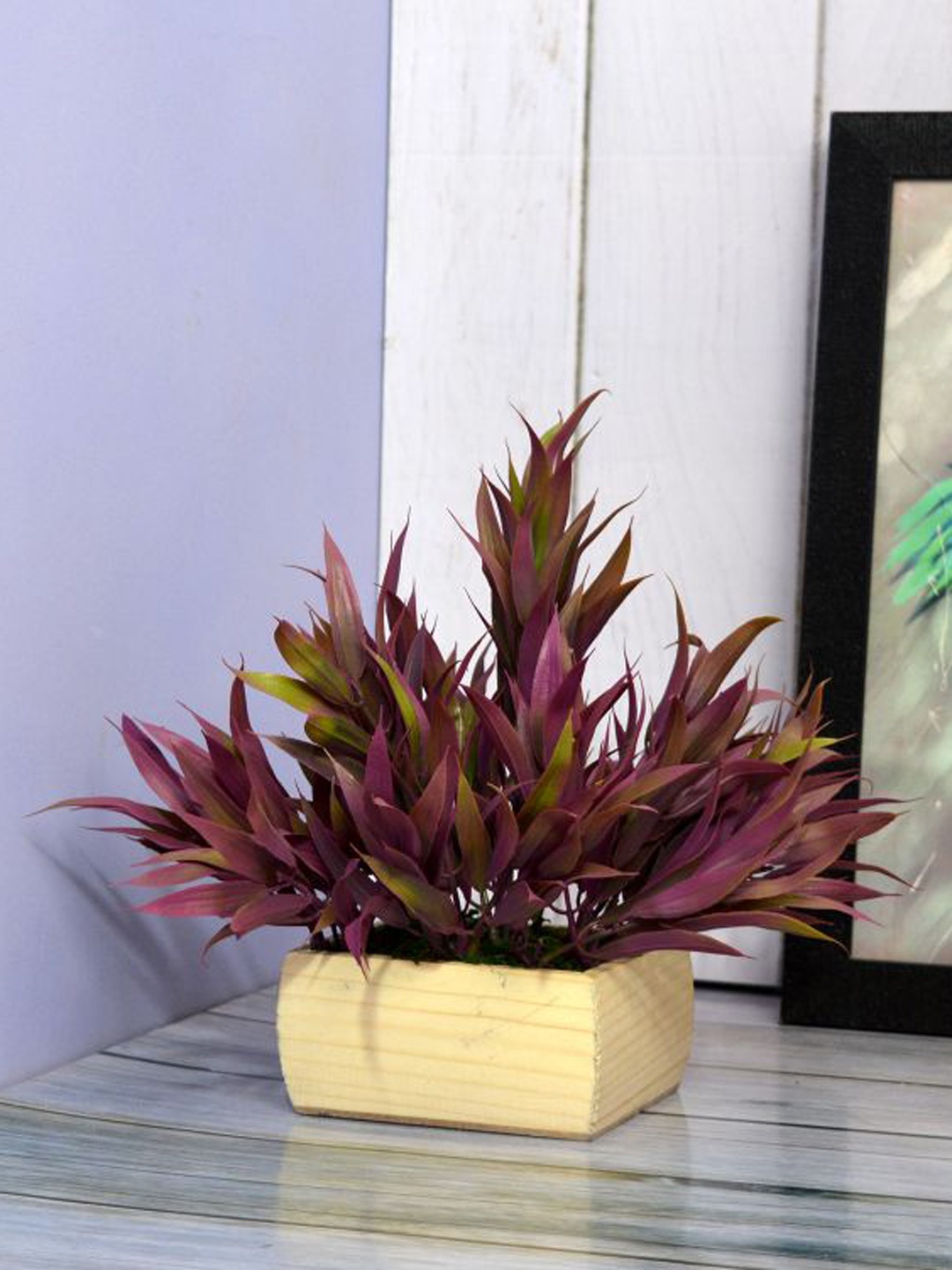 

fancy mart Purple Artificial Bamboo Leaves with Pot