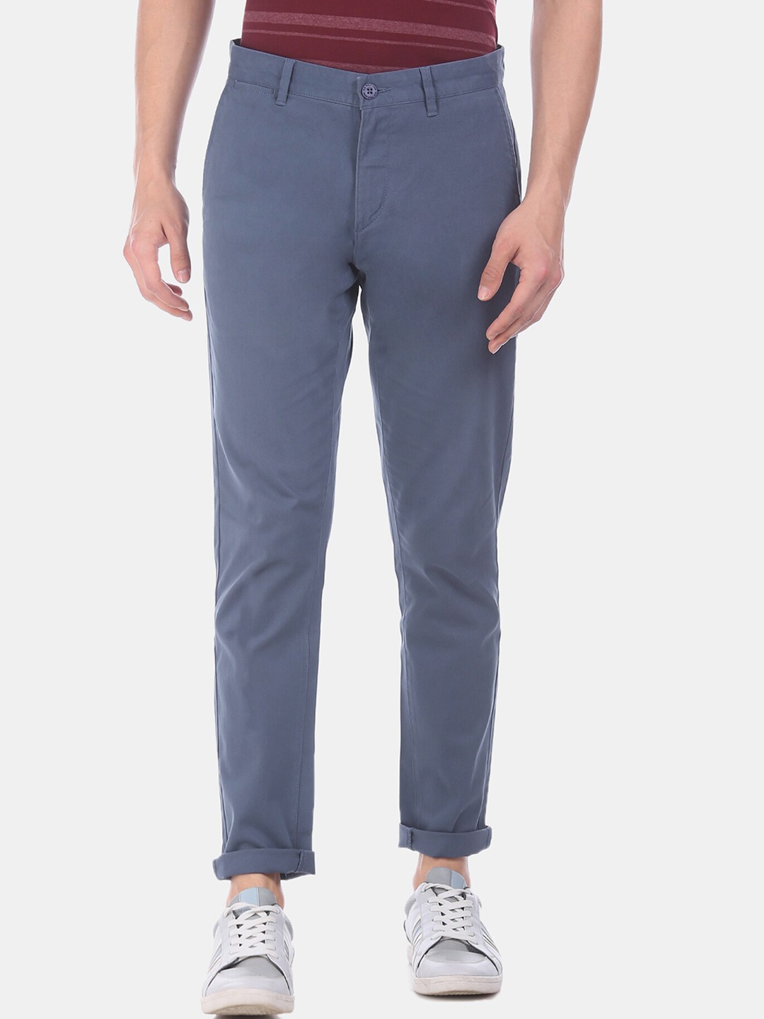 

U.S. Polo Assn. Men Blue Regular Fit Solid Regular Trousers