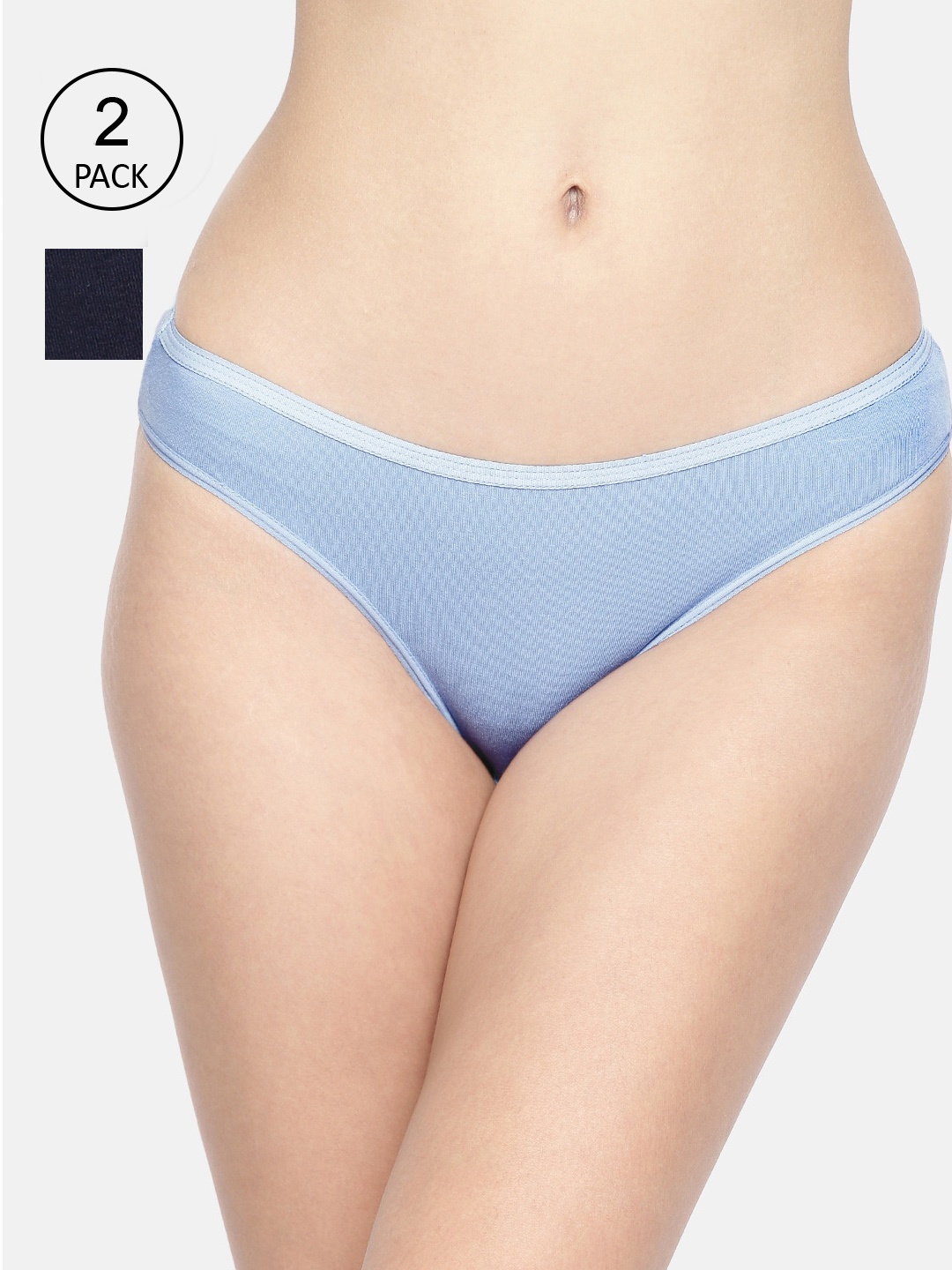 

Inner Sense Women Pack of 2 Solid Low-Rise Sustainable Bikini Briefs IMPC004, Blue