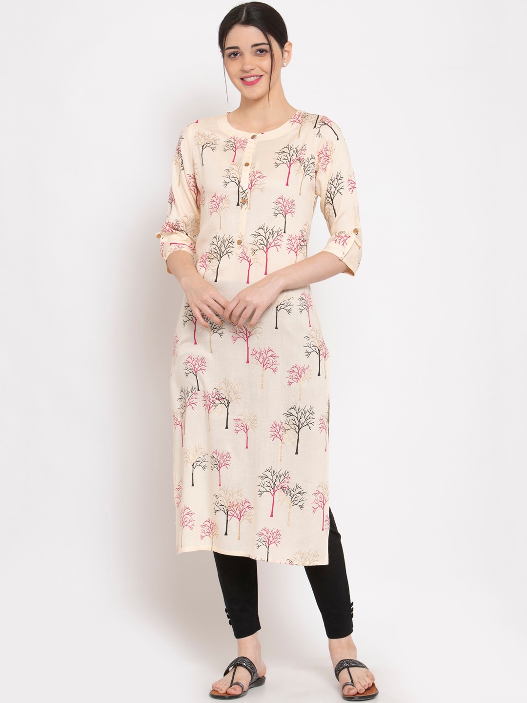 

ALC Creations Women Beige Floral Printed Kurta
