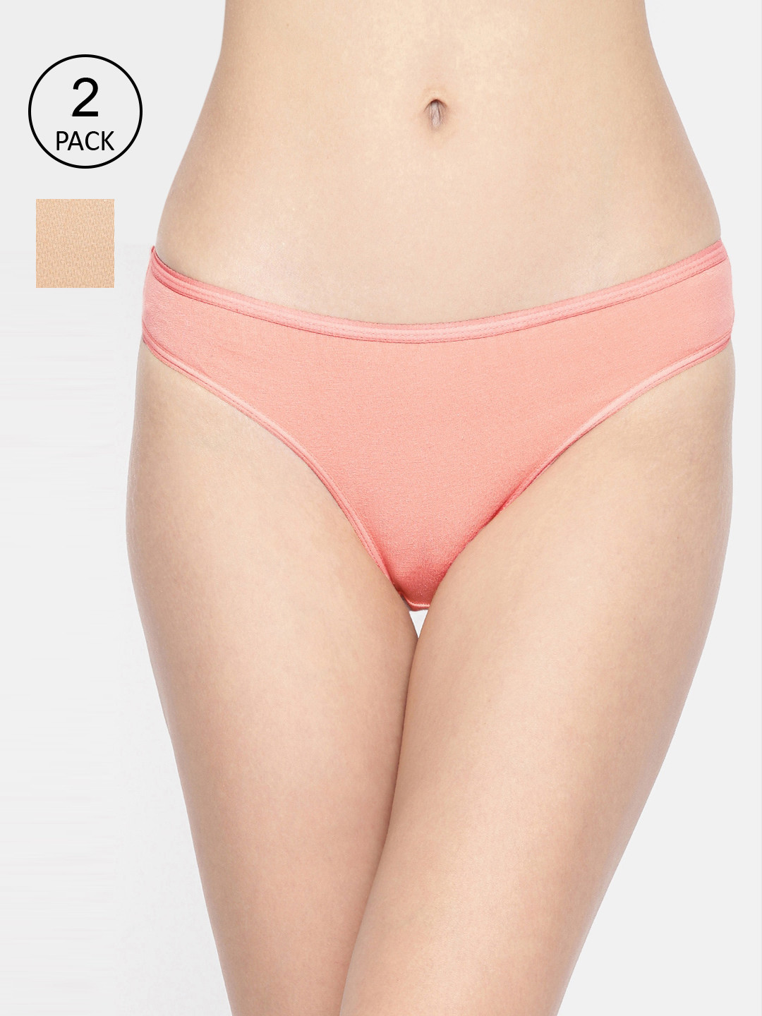 

Inner Sense Women Pack Of 2 Solid Low-Rise Sustainable Bikini Briefs IMPC004, Pink