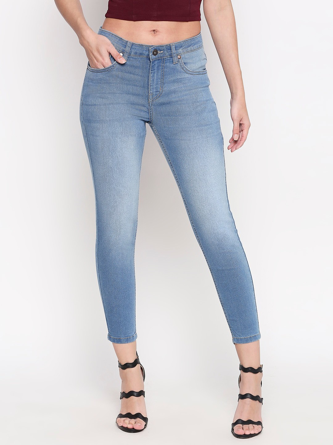 

People Women Navy Blue Slim Fit Jeans