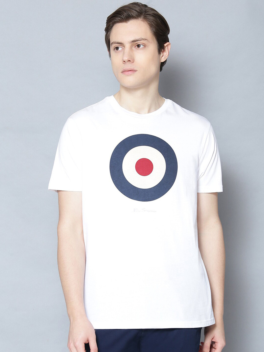 

BEN SHERMAN Men White Printed Round Neck T-shirt
