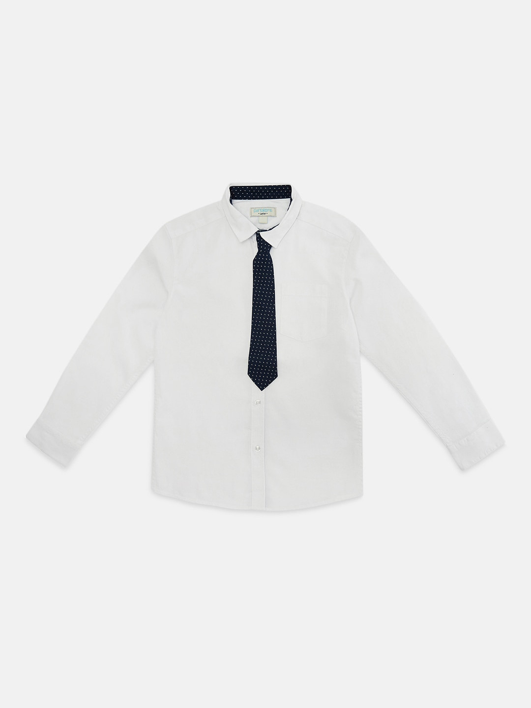 

Pantaloons Junior Boys White Regular Fit Solid Casual Shirt