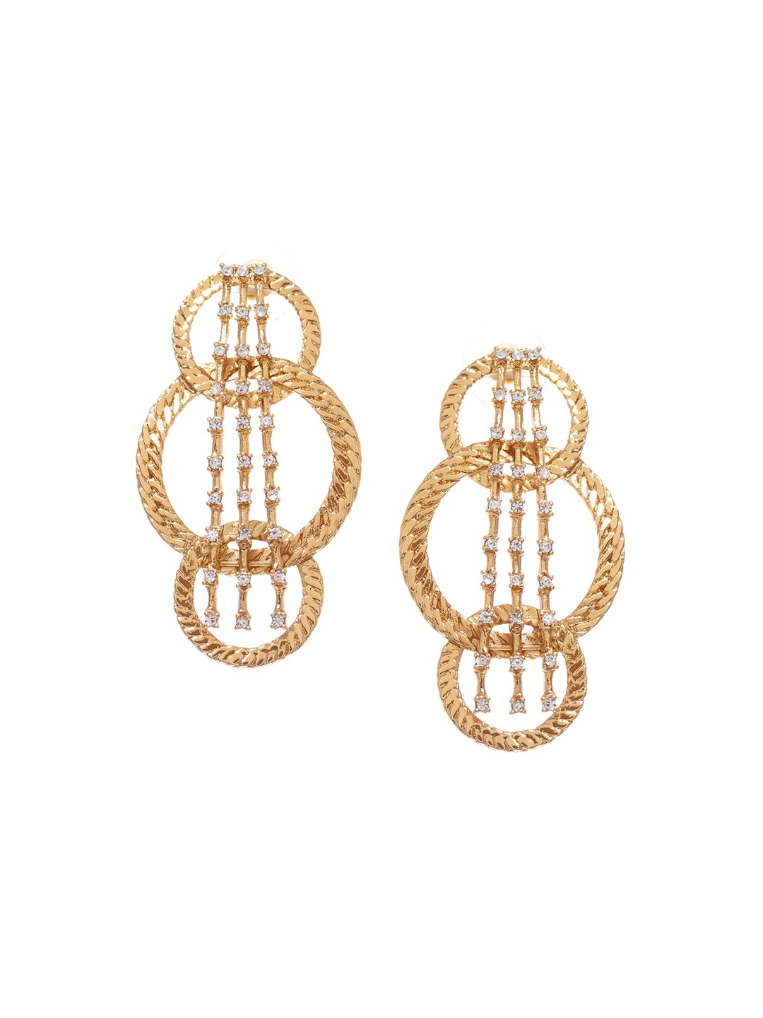 

FabAlley Gold-Plated CZ-Studded Circular Drop Earrings