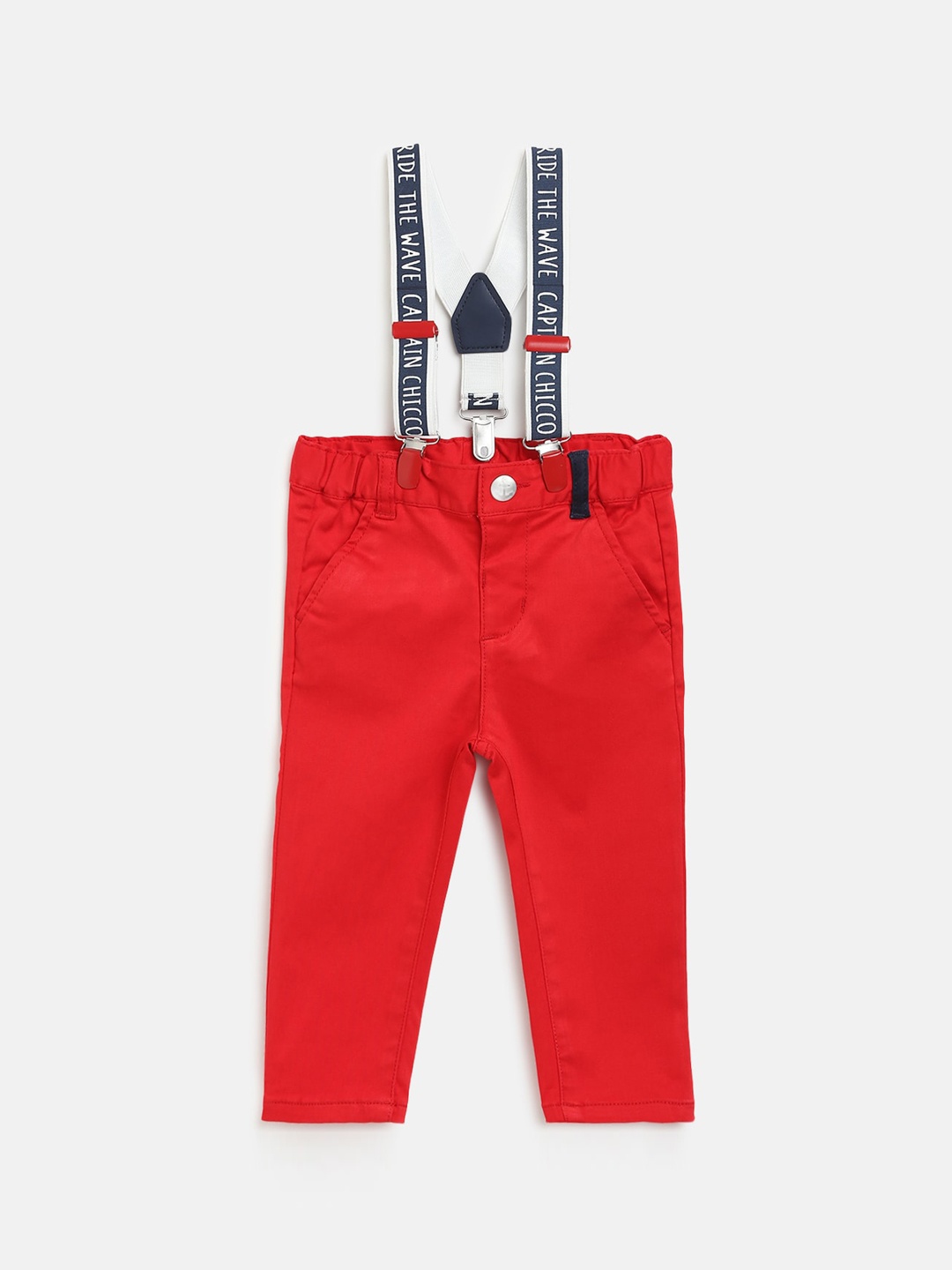 

Chicco Boys Red Regular Fit Solid Regular Trousers