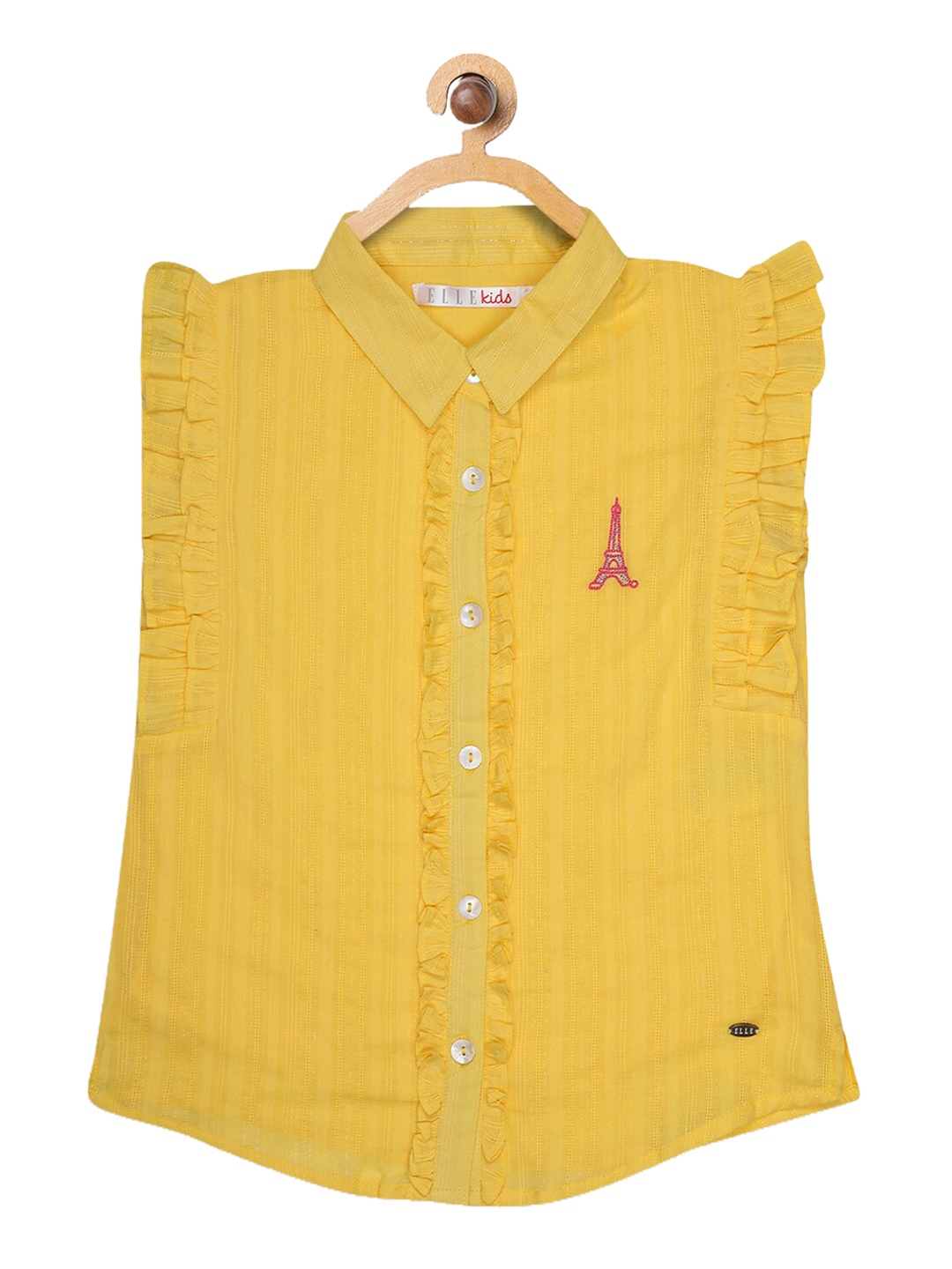 

ELLE Girls Yellow Striped Shirt Style Top