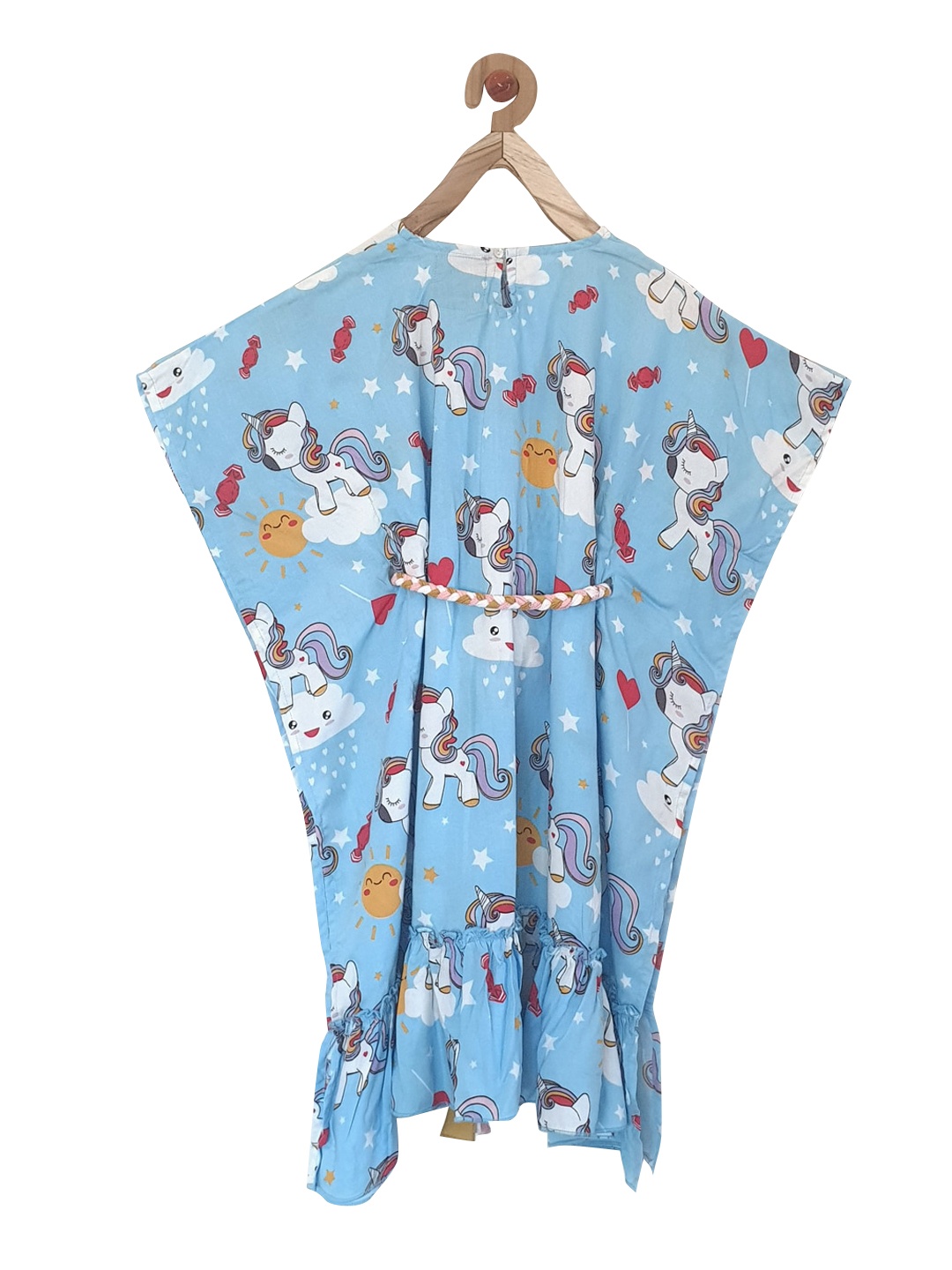 

The Kaftan Company Girls Blue & Red Unicorns Printed Nightdress