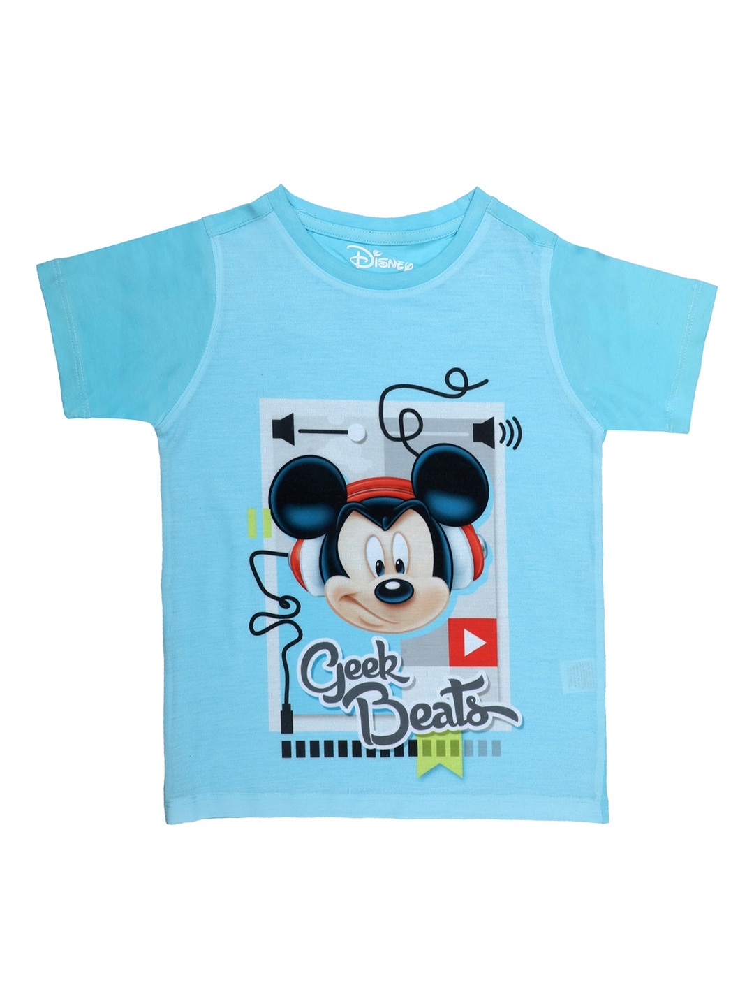 Disney by Wear Your Mind Boys Blue Mickey Mouse Printed Round Neck T-shirt