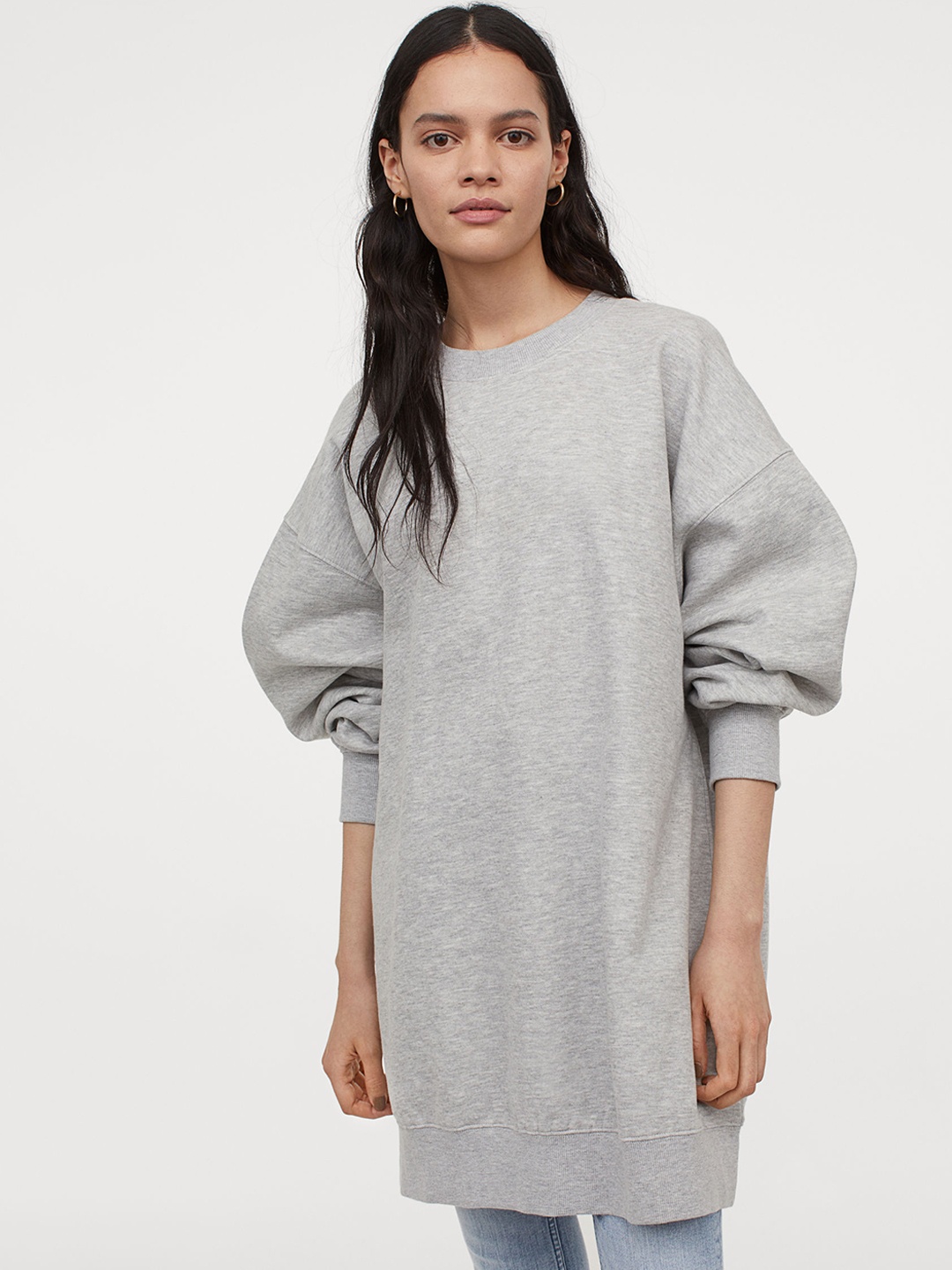 

H&M Women Grey Solid Sweatshirt Dress