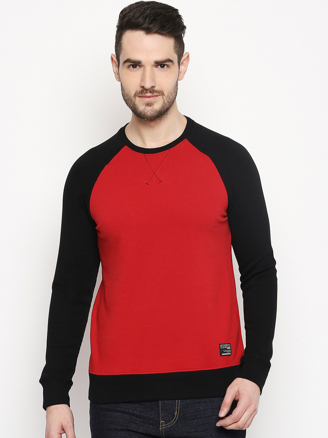 

People Men Red Solid Sweatshirt