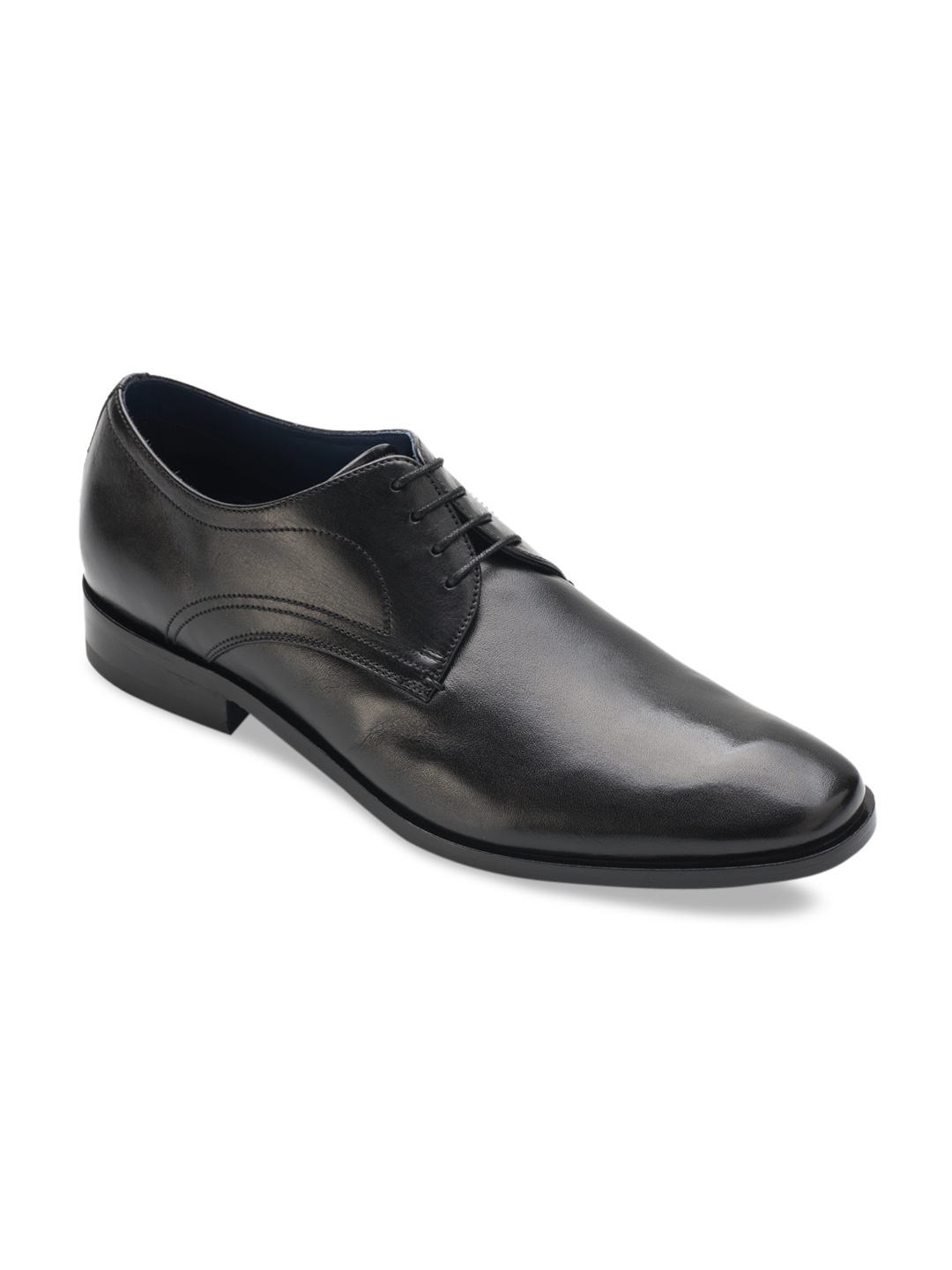 

Heel & Buckle London Men Black Solid Leather Formal Derbys
