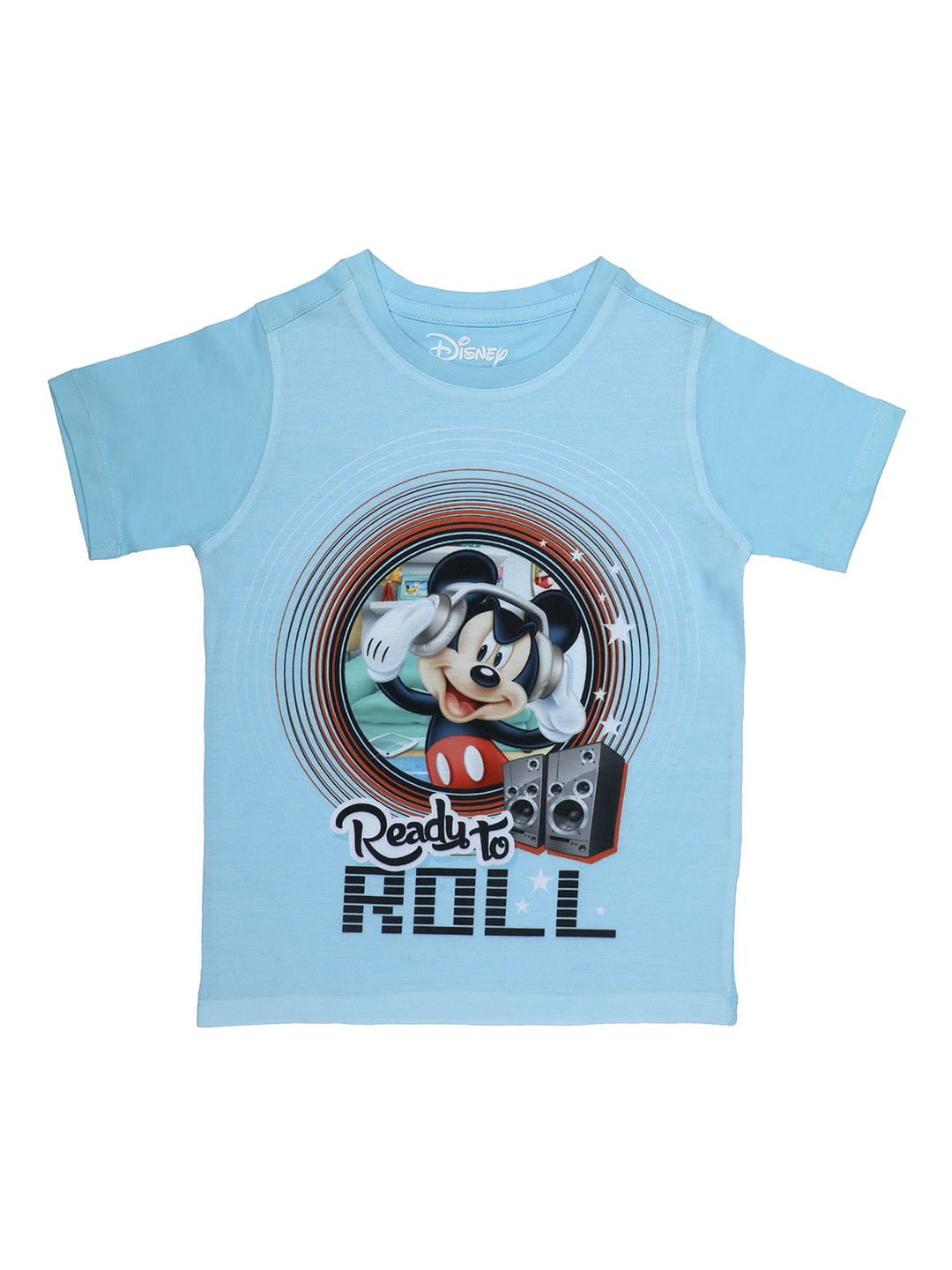 Disney by Wear Your Mind Boys Blue Mickey Mouse Printed Round Neck T-shirt