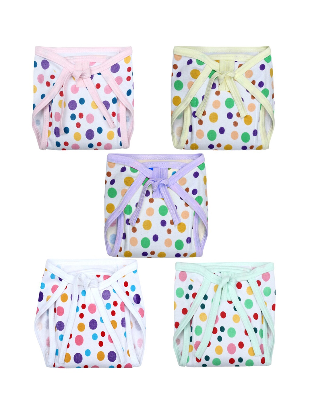 

Superminis Infant Kids Pack Of 5 Printed Cotton Nappies, White