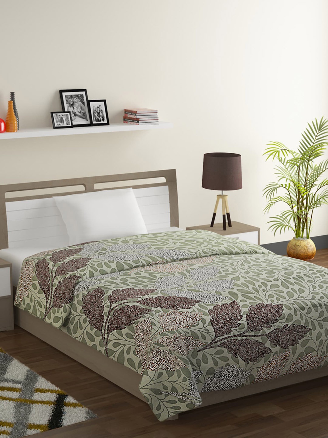 

SWAYAM Green & Brown Ethnic Motifs Mild Winter 150 GSM Single Bed Comforter