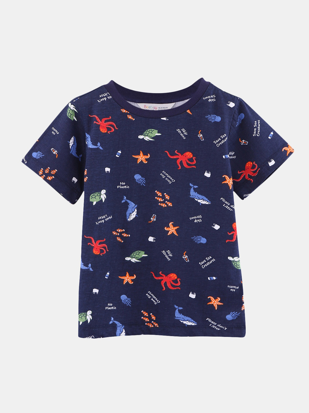 

Beebay Boys Navy Blue Printed Round Neck T-shirt