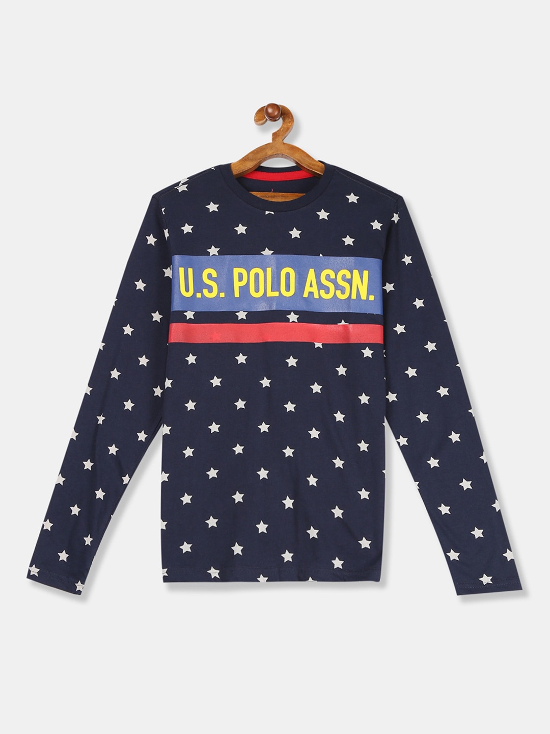 

U.S. Polo Assn. Kids Boys Blue Printed Polo Collar T-shirt