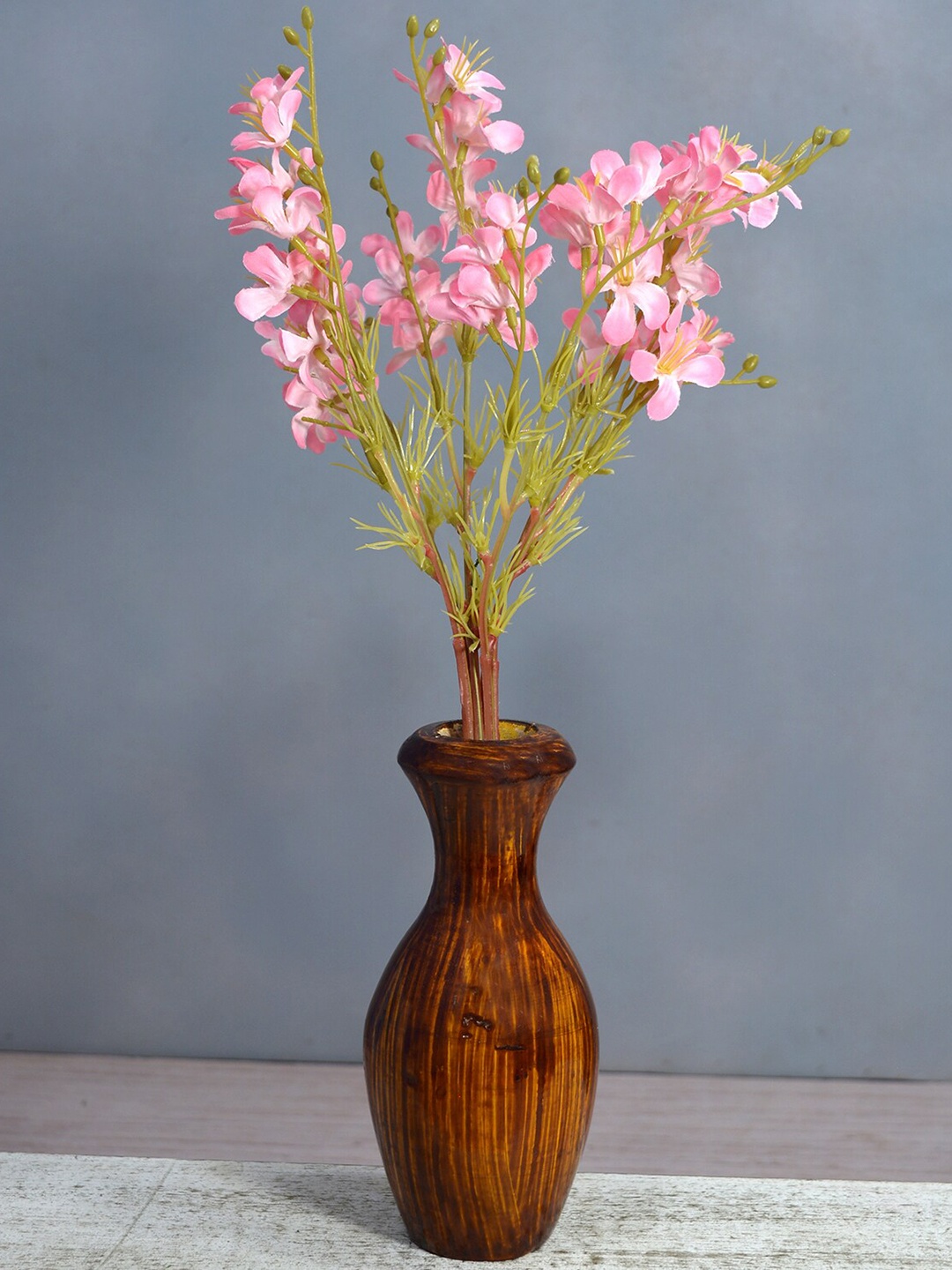 

fancy mart Pink & Brown Artificial Flower Bunch With Vase