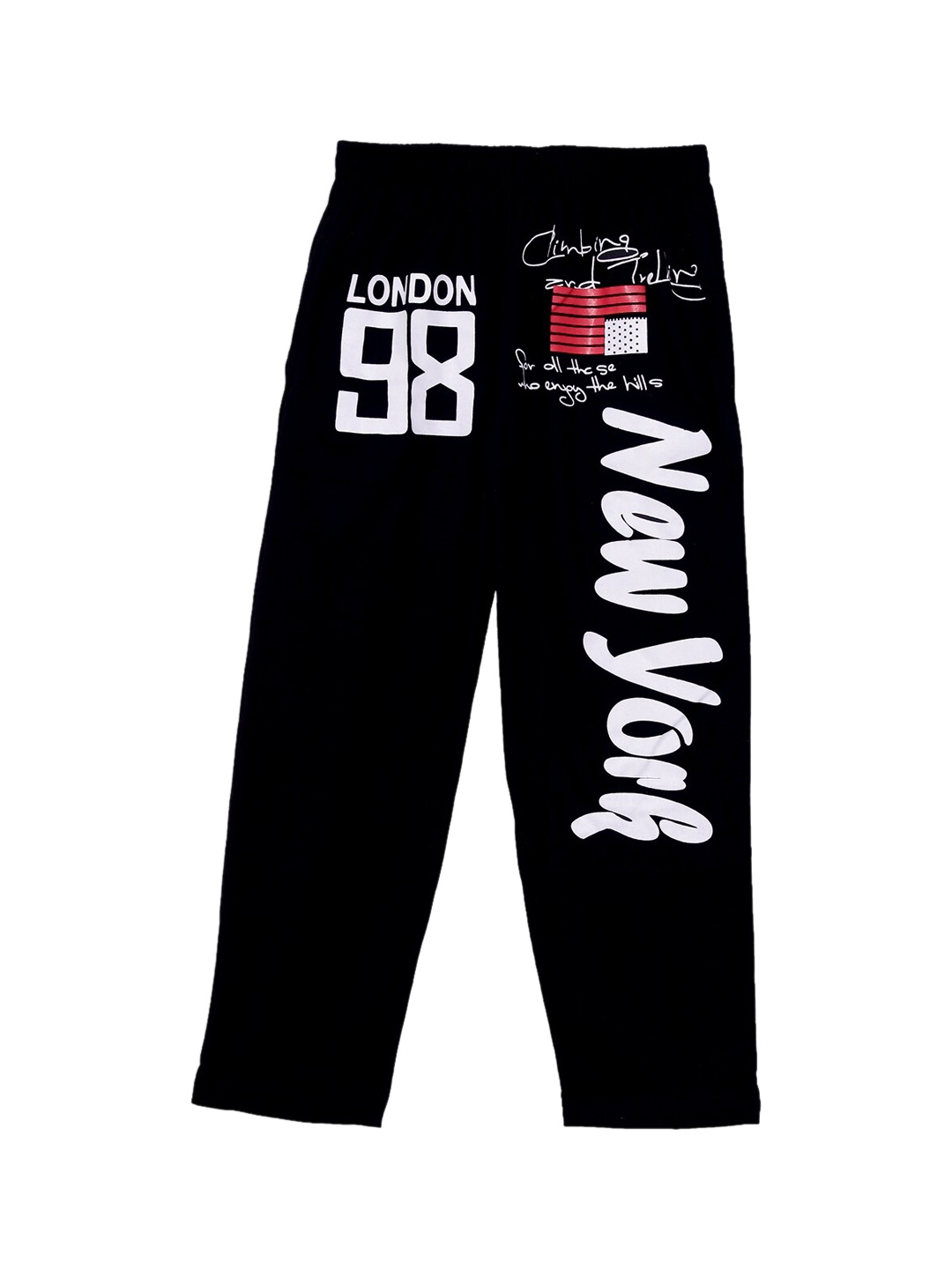 SWEET ANGEL Boys Black & White Solid Straight-Fit Track Pants