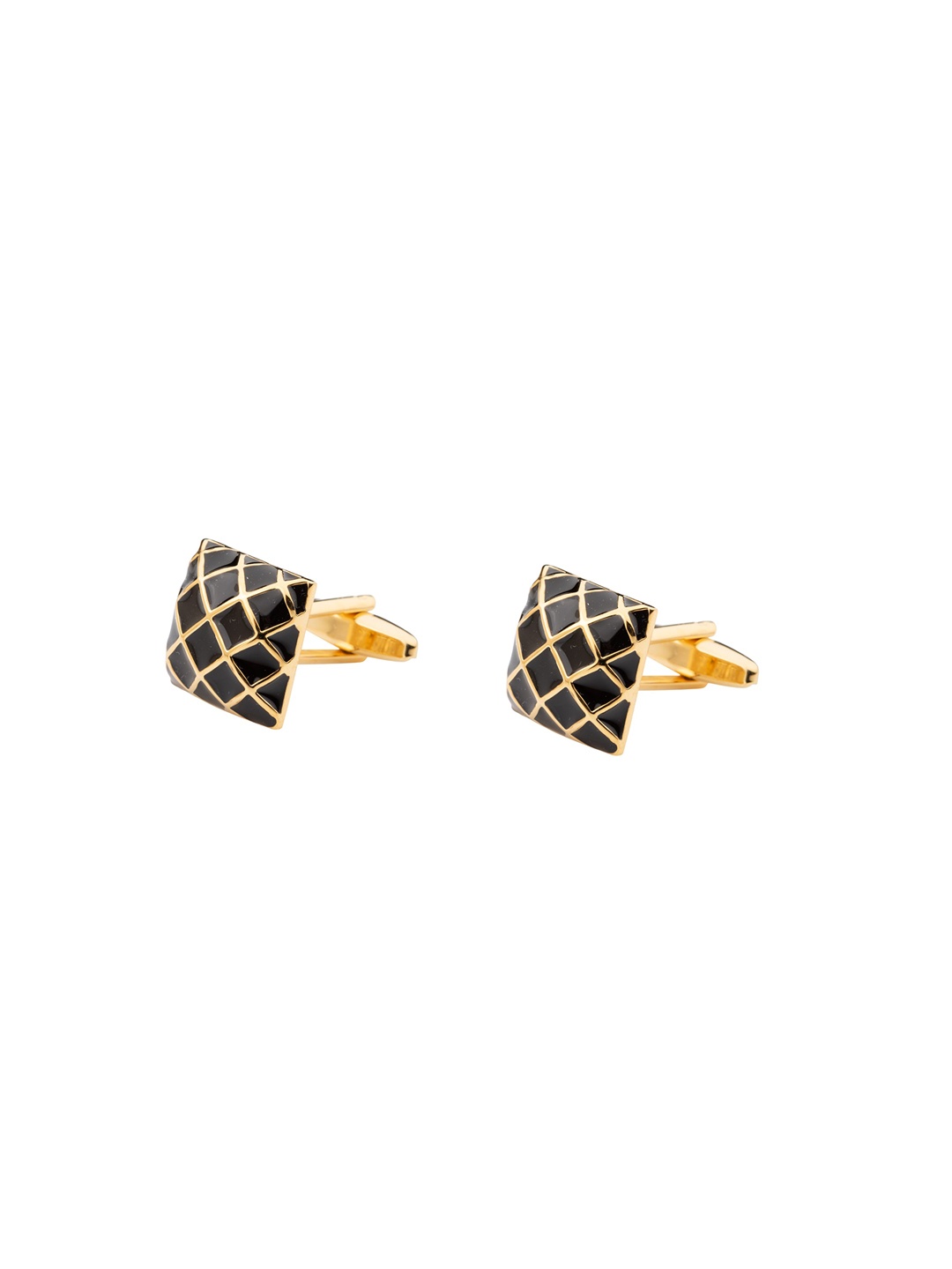 

The Tie Hub Black & Gold-Toned Square Cufflinks