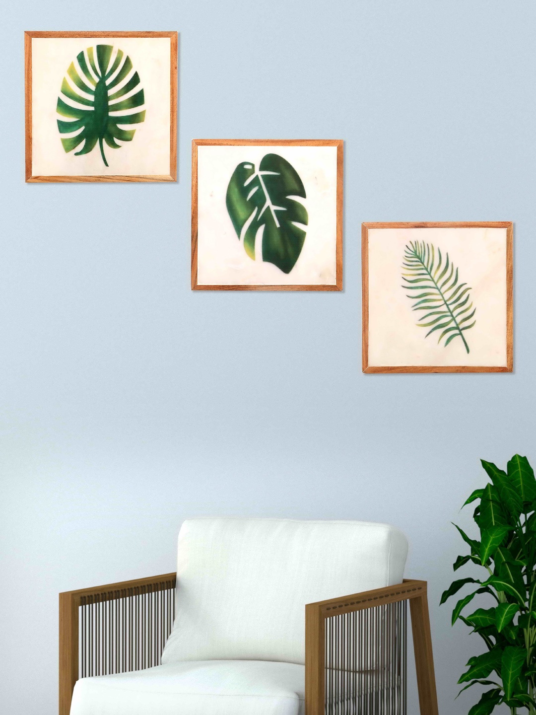 

POSH-N-PLUSH Set of 3 Green & Beige Nature World Wall Art Collage