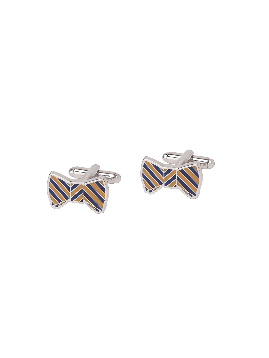 

The Tie Hub Silver-Toned & Yellow Quirky Cufflinks