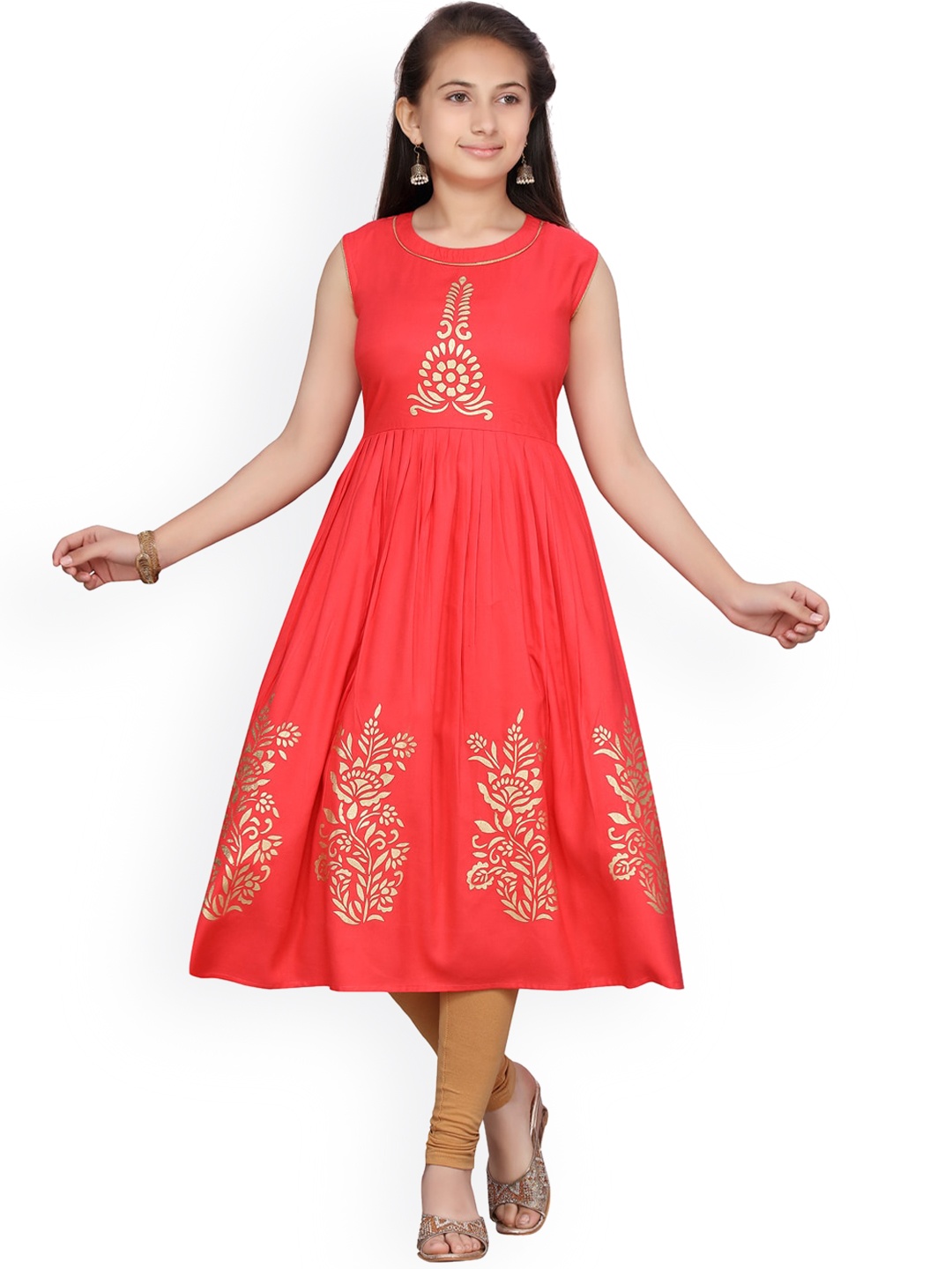 

Aarika Girls Red Printed Anarkali Kurta