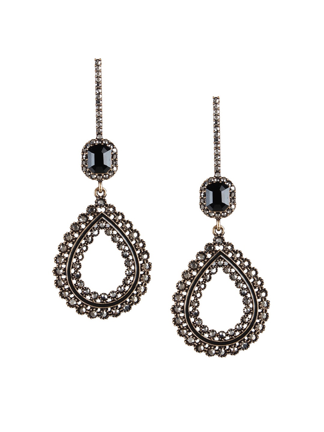 

Mali Fionna Gold-Toned & Black Circular Drop Earrings