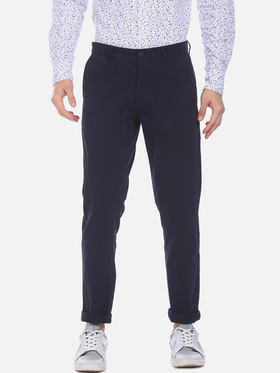 

U.S. Polo Assn. Men Blue Regular Fit Solid Regular Trousers