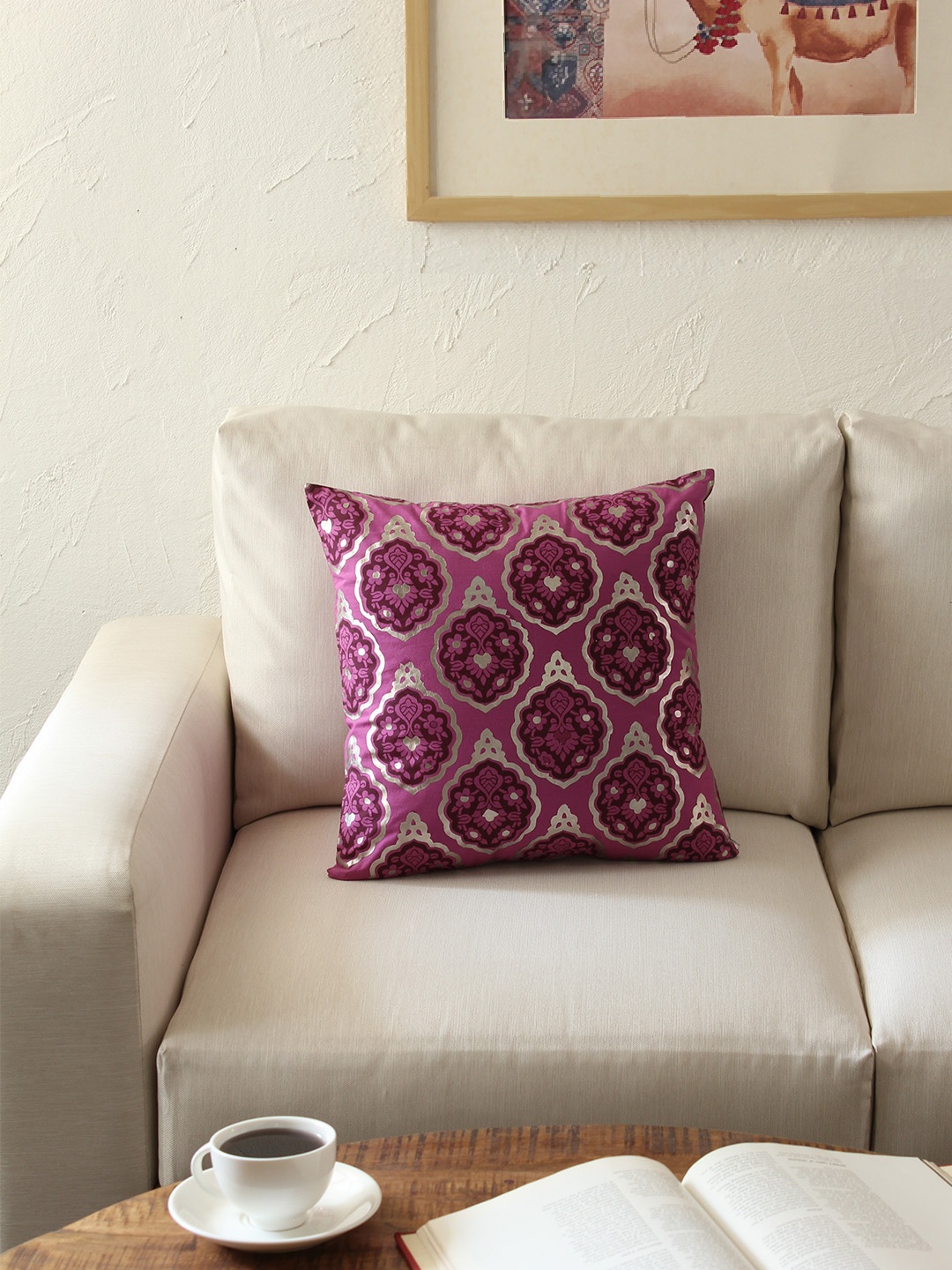 

House This Purple Set of Single Ethnic Motifs Square Cushion Covers
