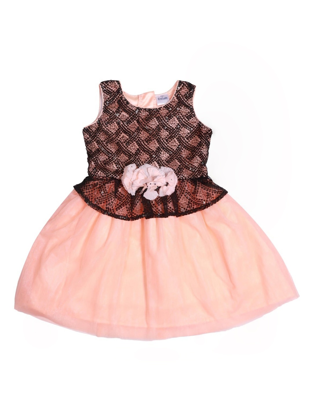 

Doodle Girls Peach-Coloured Embellished A-Line Dress